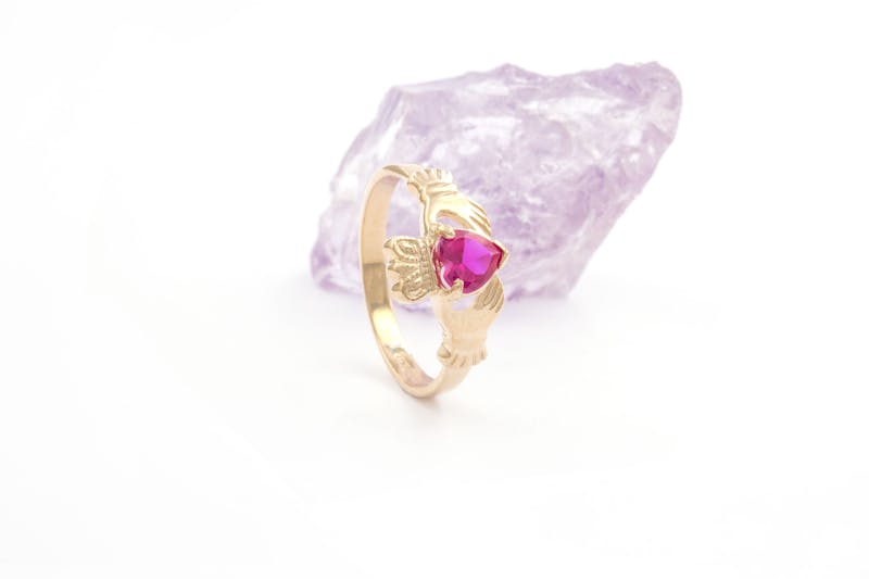 Gorgeous 10K Yellow Gold July Birthstone Ring For Women