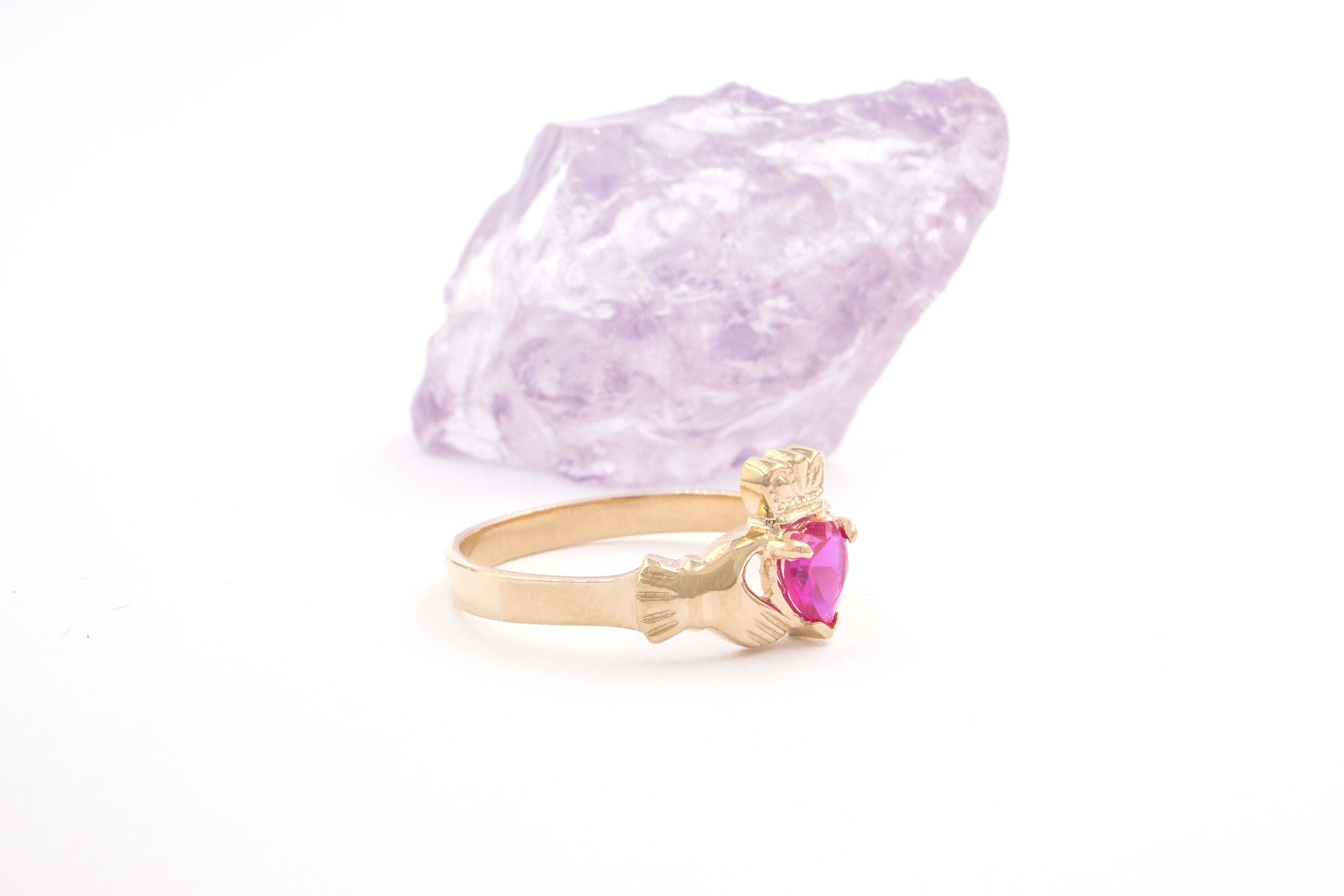 Attractive Yellow Gold July Birthstone Anniversary Ring For Women