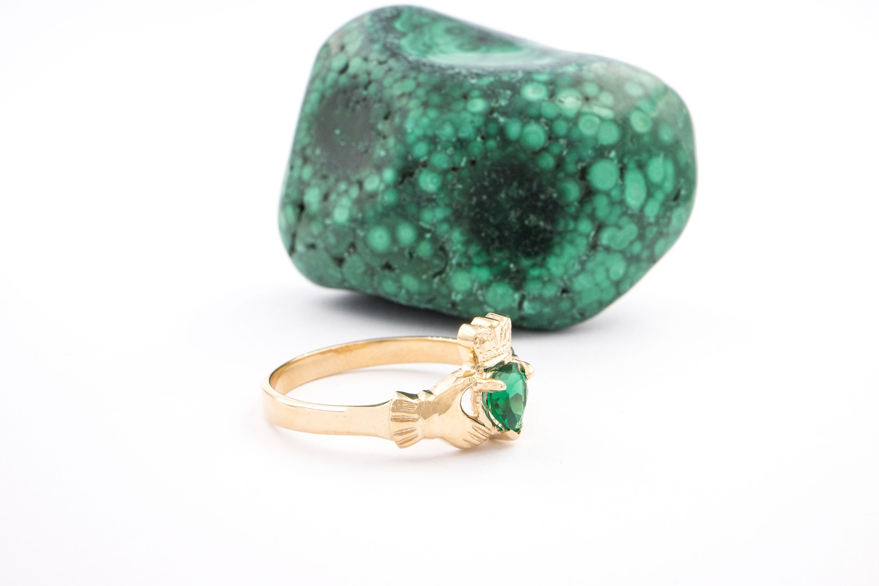 Real Yellow Gold May Birthstone Ring For Women