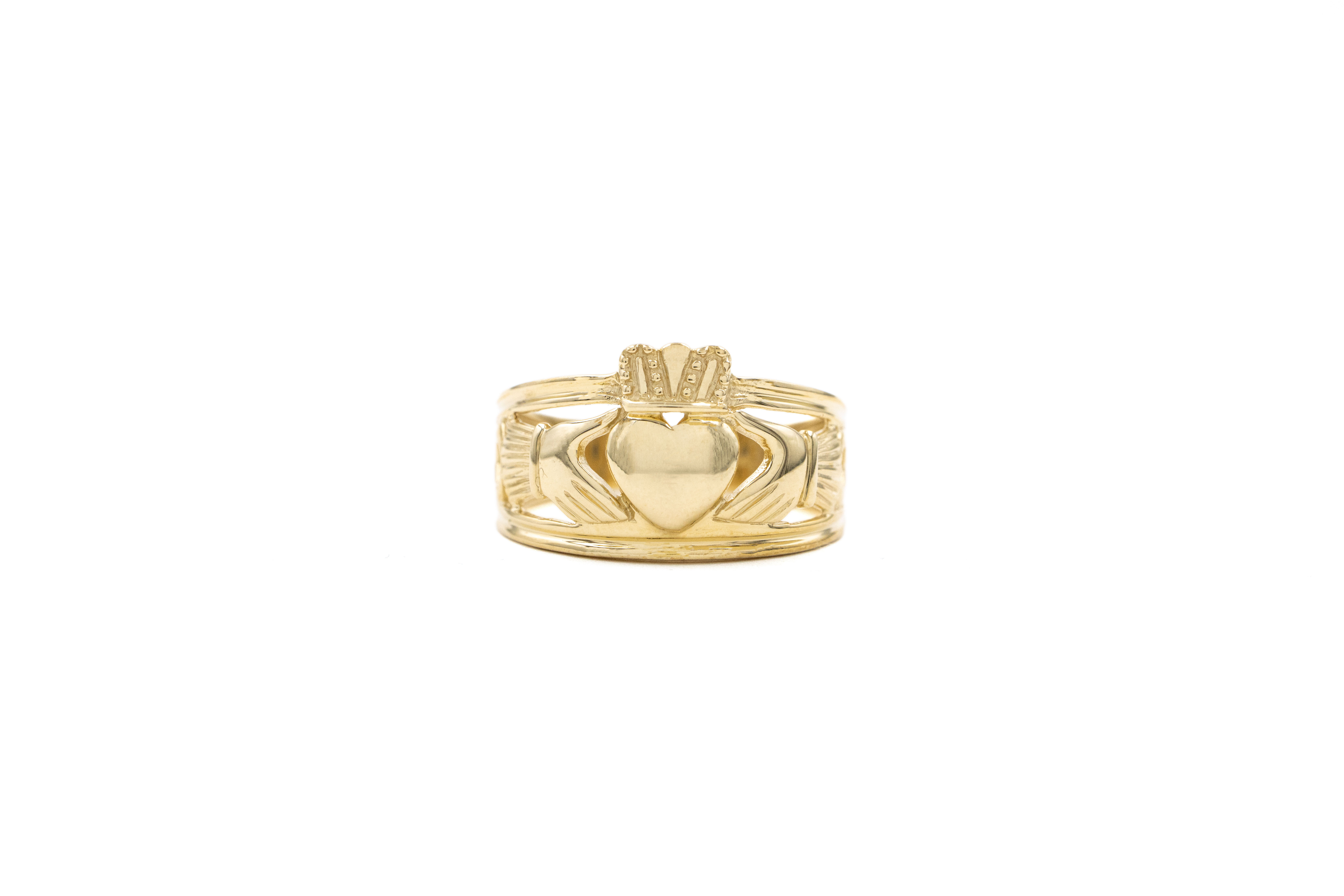 Authentic 9K Yellow Gold Claddagh Ring For Men