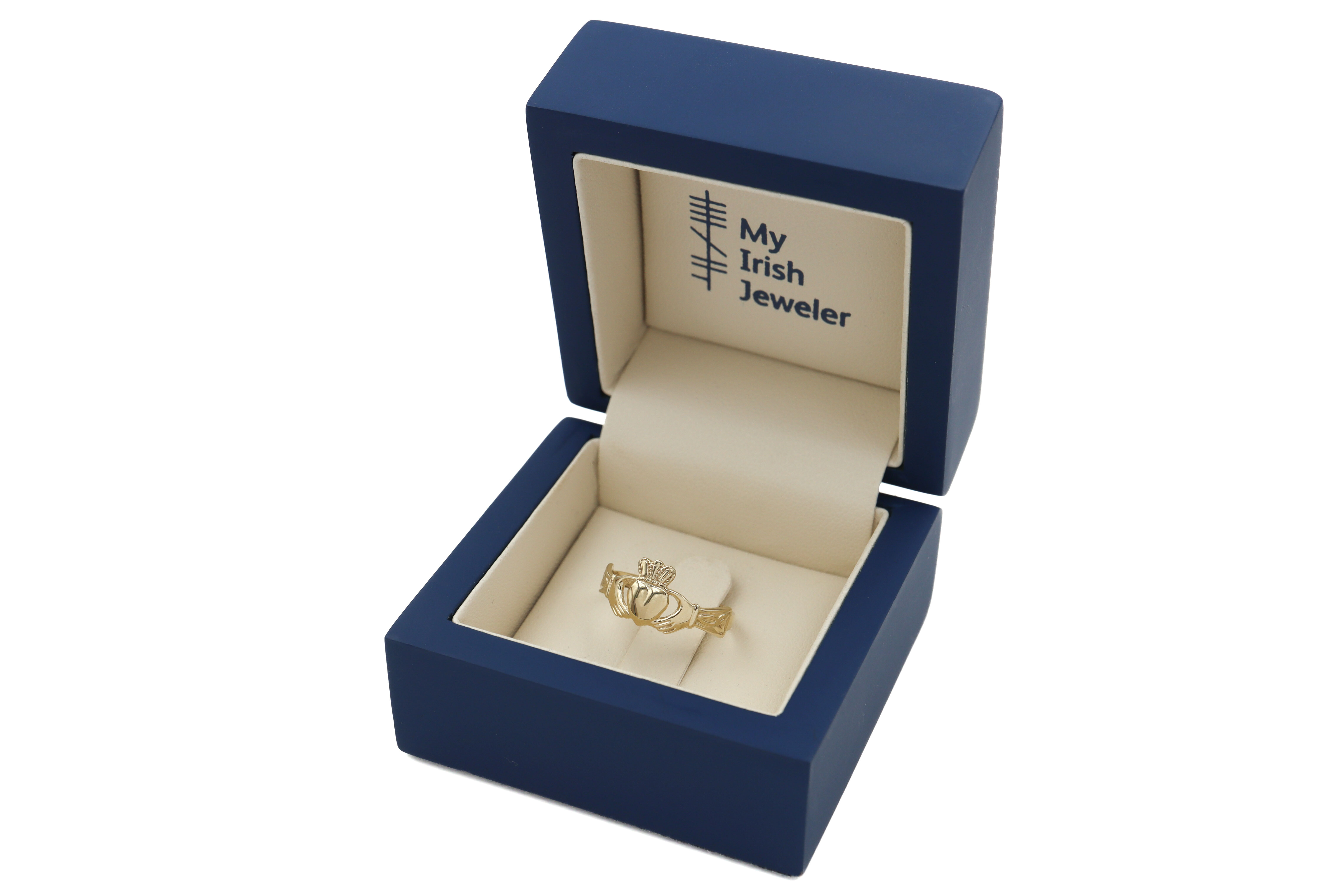 Womens Claddagh 2.0mm Ring in Real 9K Yellow Gold. In Luxury Packaging.