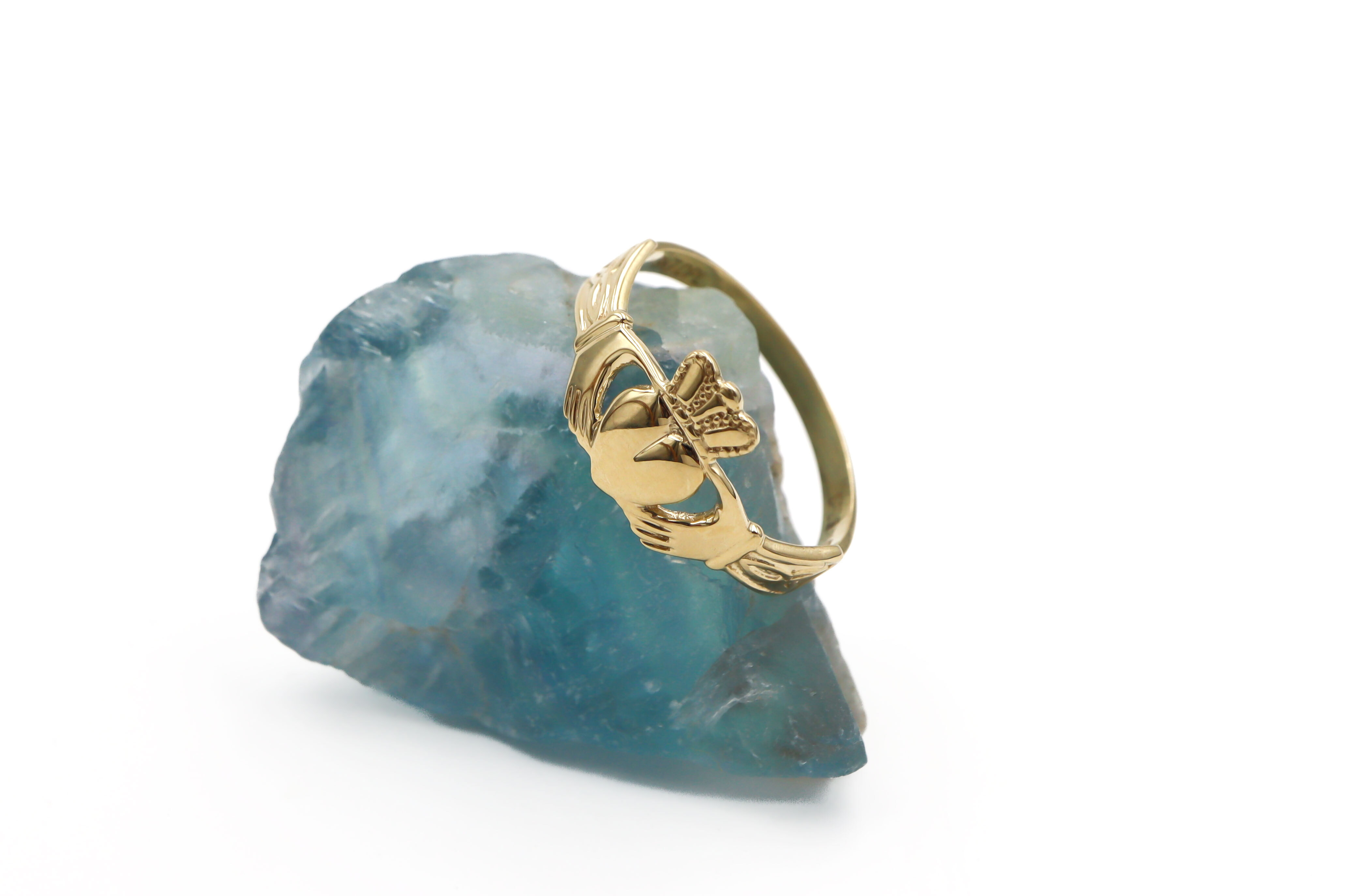 Womens Genuine 9K Yellow Gold Claddagh 2.0mm Ring