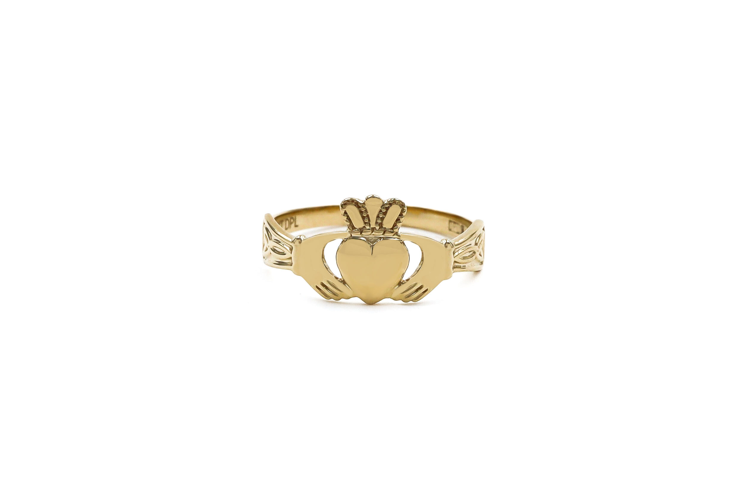 Womens Gorgeous 9K Yellow Gold Claddagh 2.0mm Ring