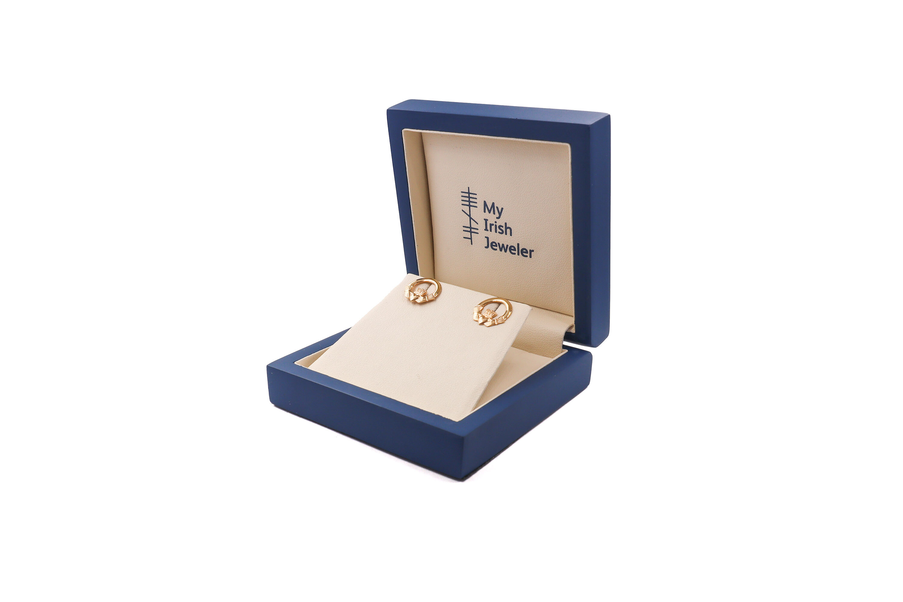 Womens Attractive Yellow Gold Claddagh Earrings