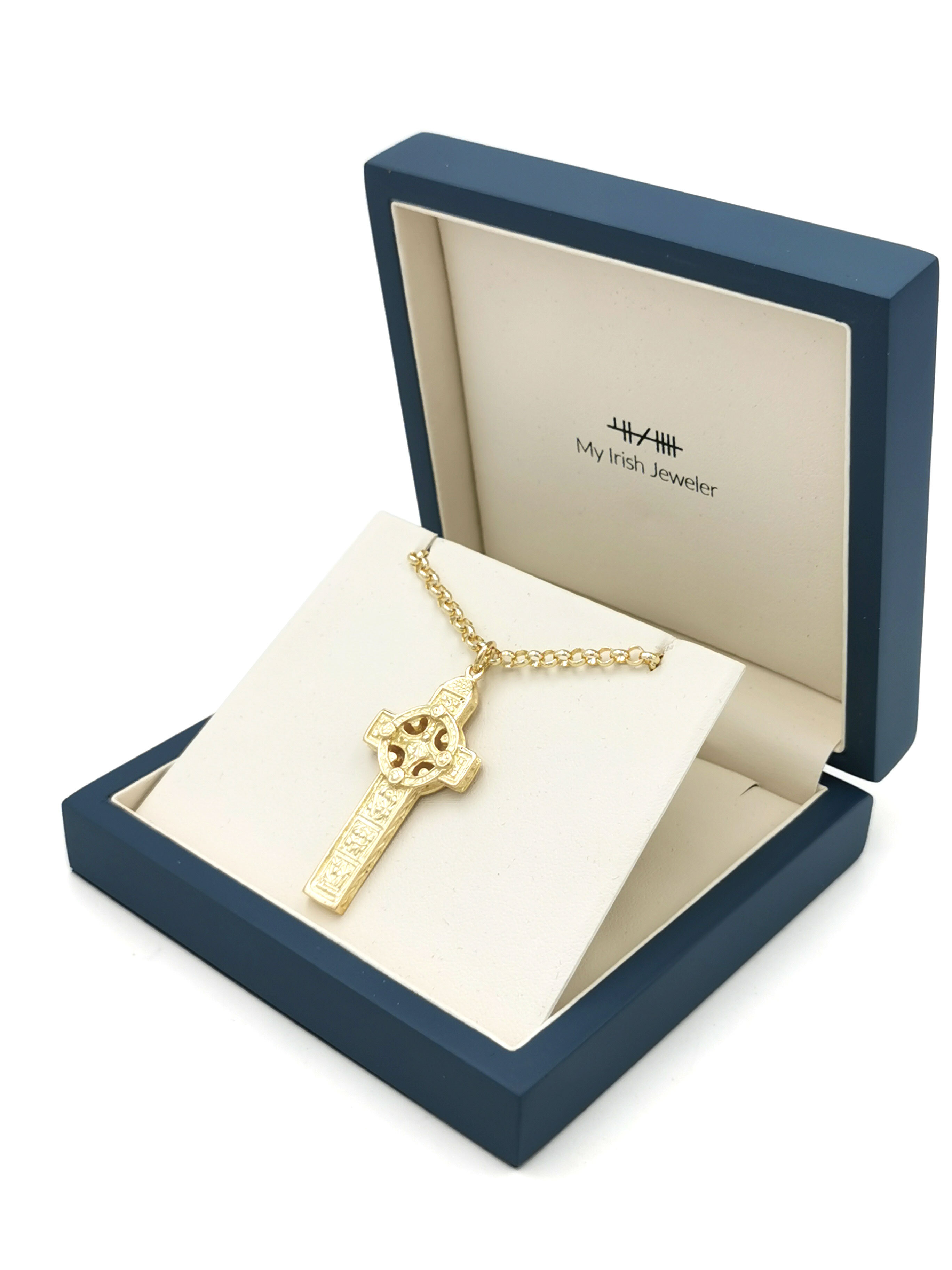 Striking 10K Yellow Gold Celtic Cross Necklace