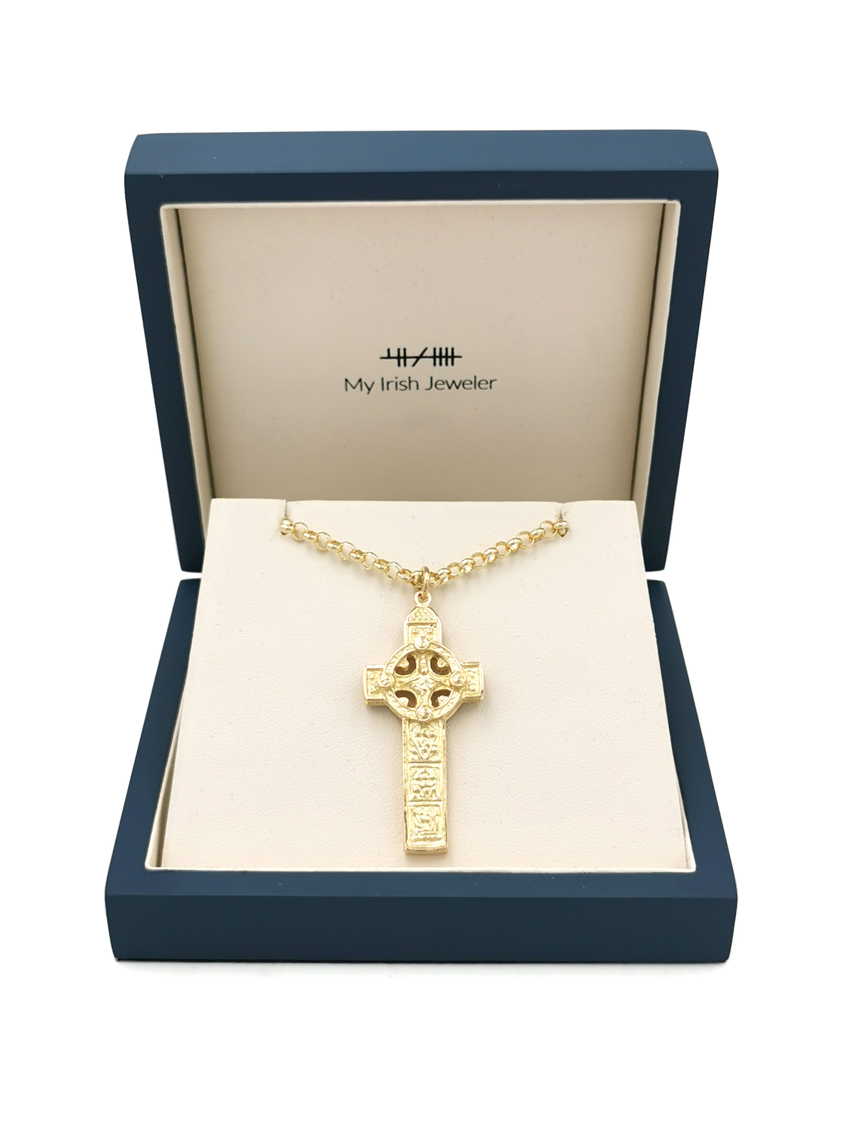 Striking Yellow Gold Celtic Cross Necklace
