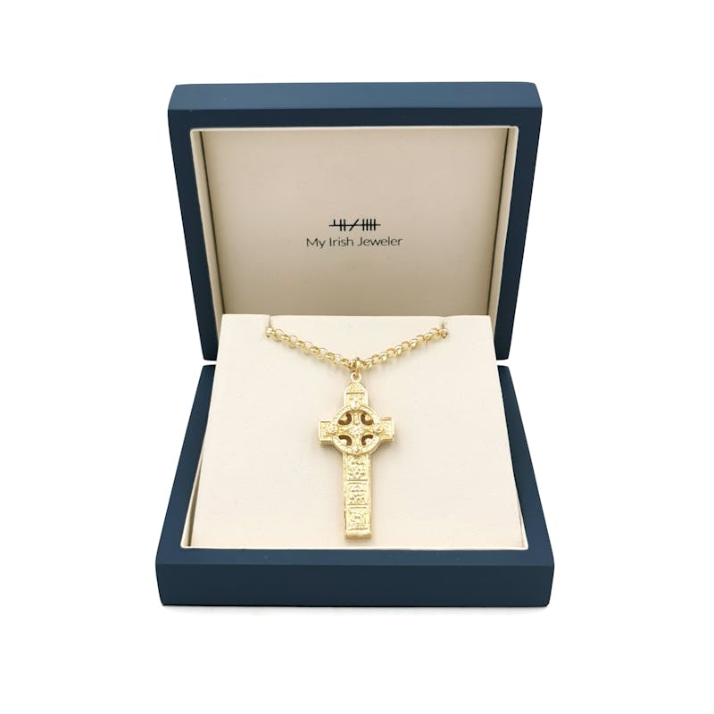 Striking Yellow Gold Celtic Cross Necklace