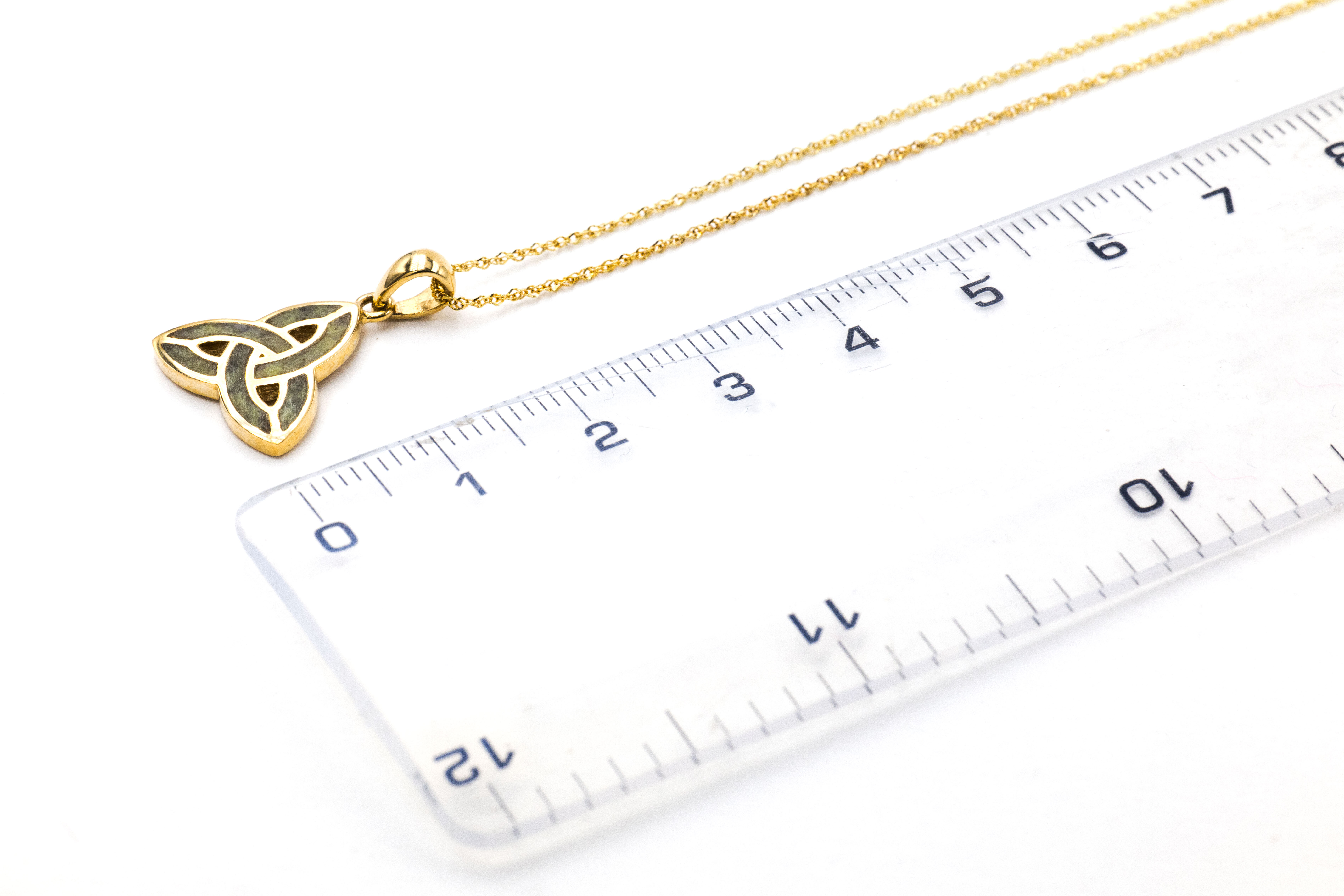 Real 14K Yellow Gold Connemara Marble Necklace For Women. Picture For Scale.