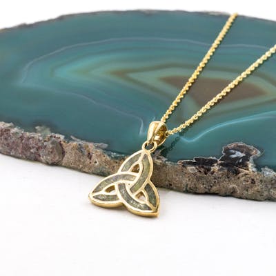 Gold Connemara Marble Trinity Knot Pendant