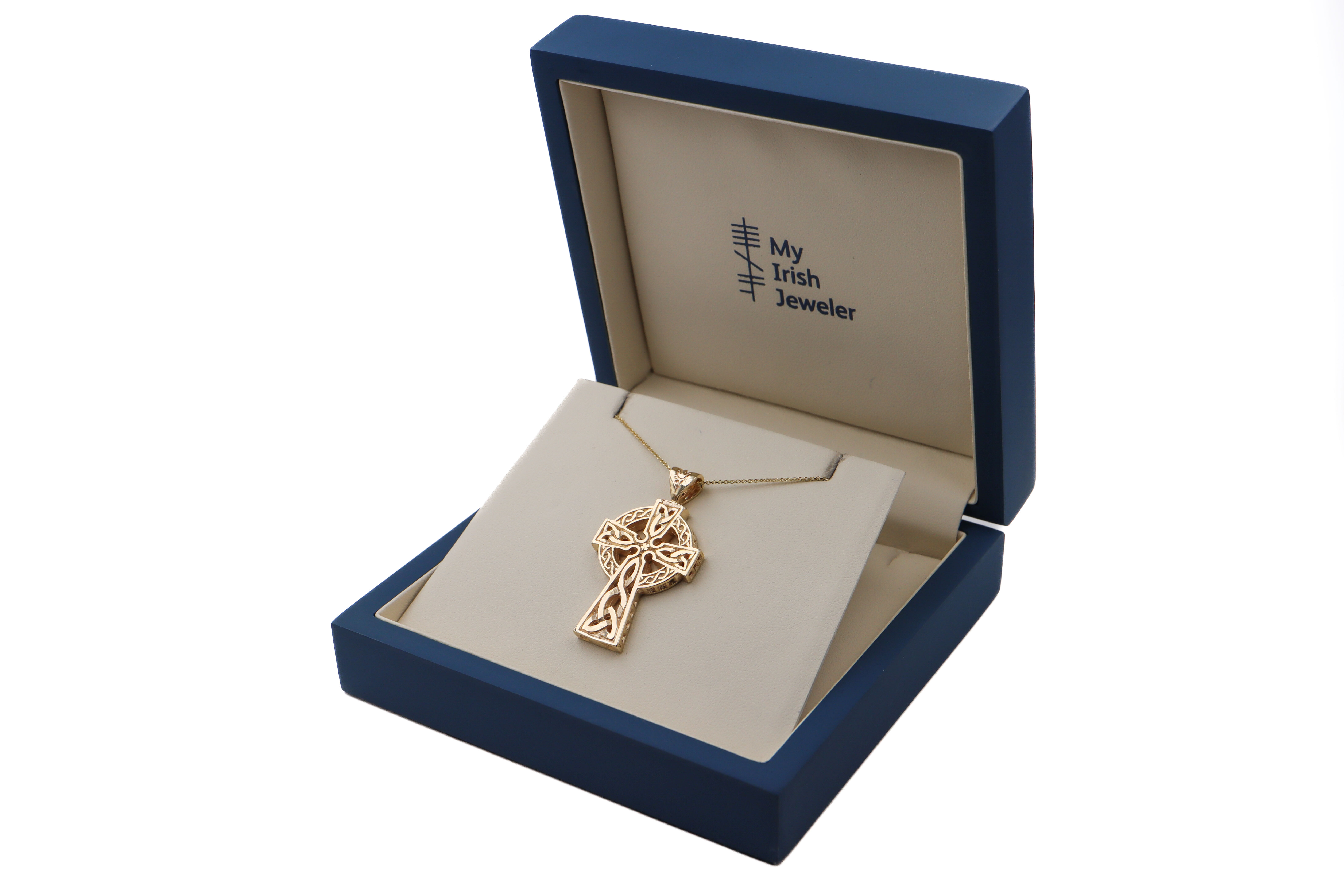 Gorgeous Yellow Gold Celtic Cross Necklace. In Luxury Packaging.