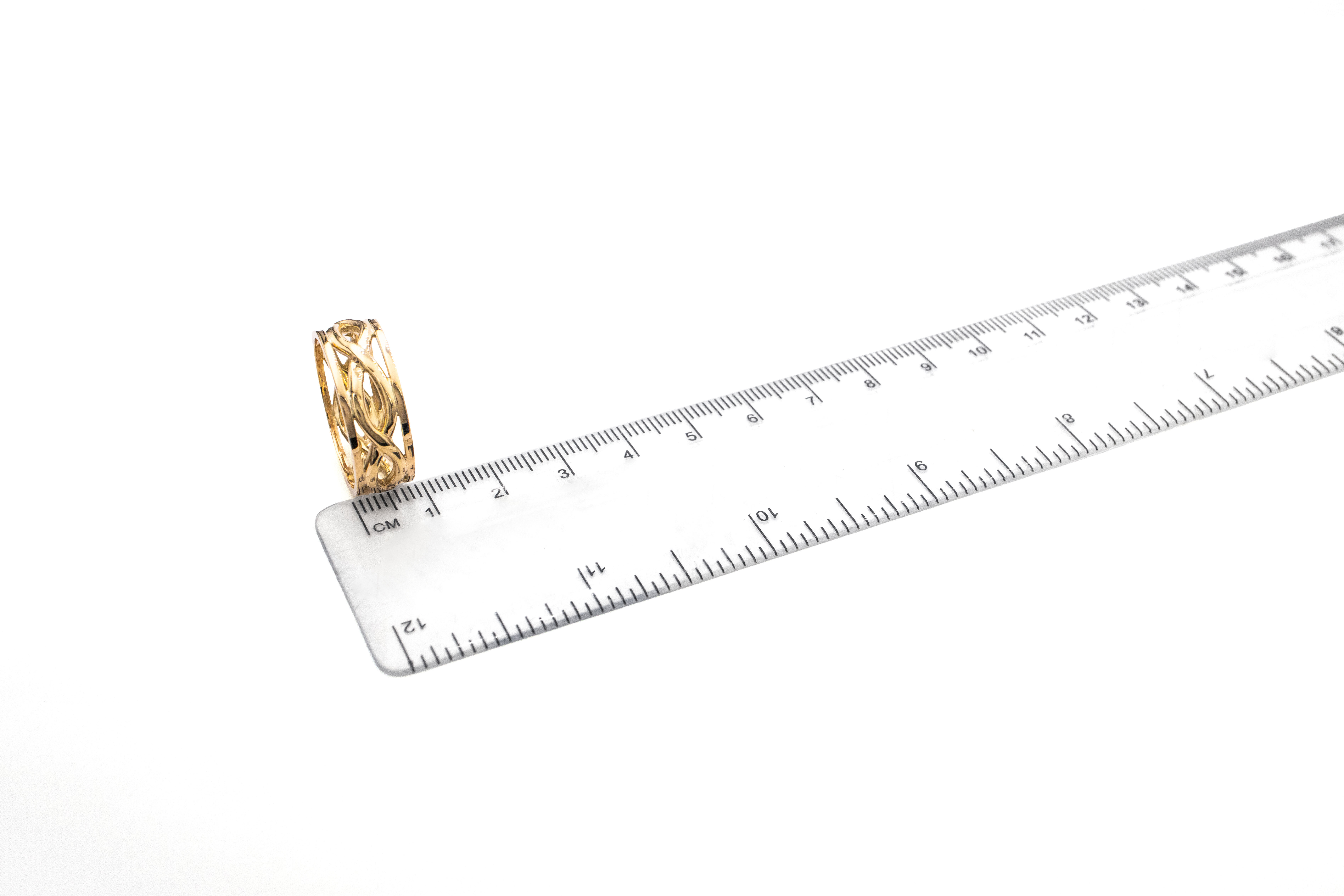 Authentic Yellow Gold Celtic Knot 8.8mm Ring For Men. Picture For Scale.