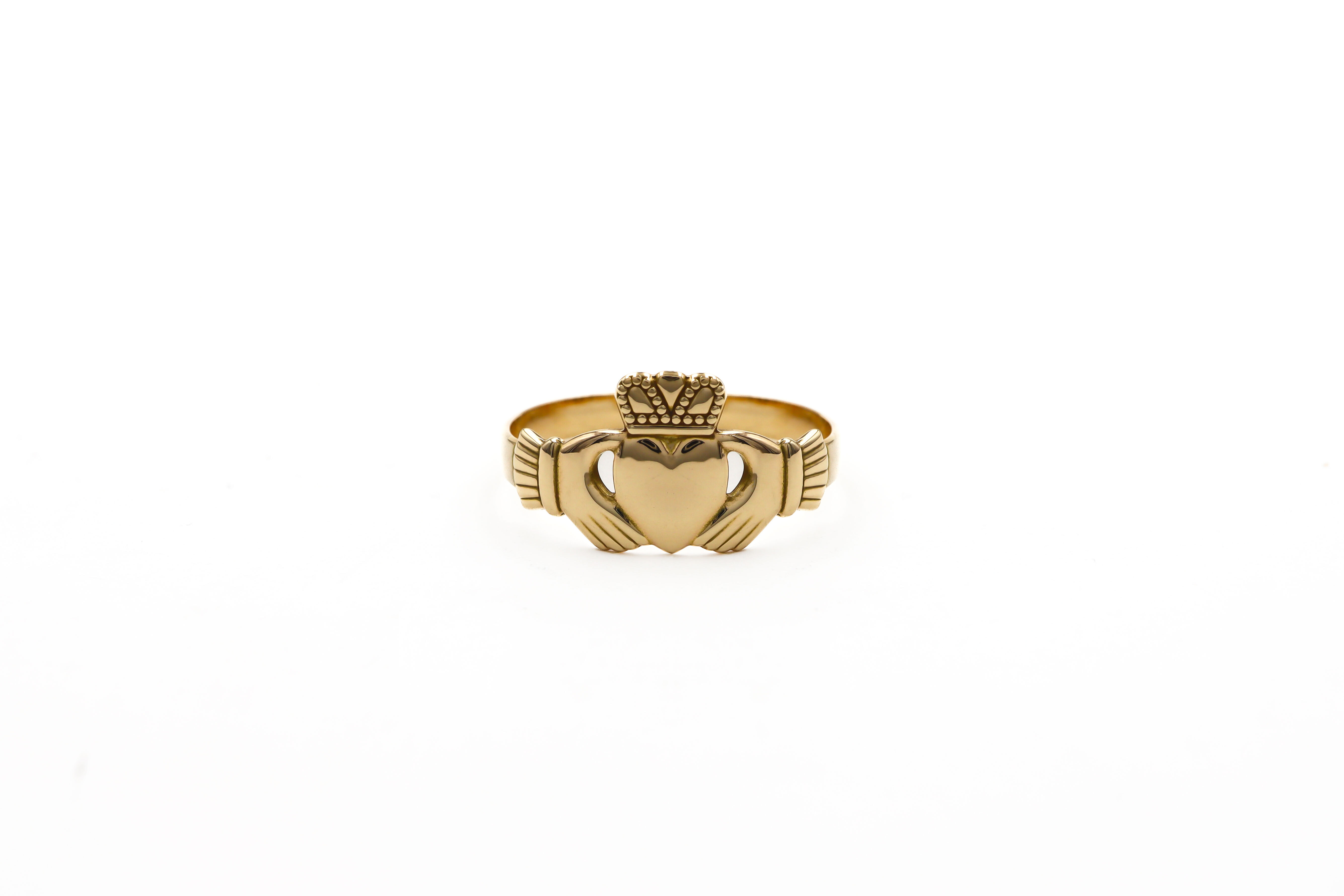 Womens Claddagh Ring in Real 14K Yellow Gold