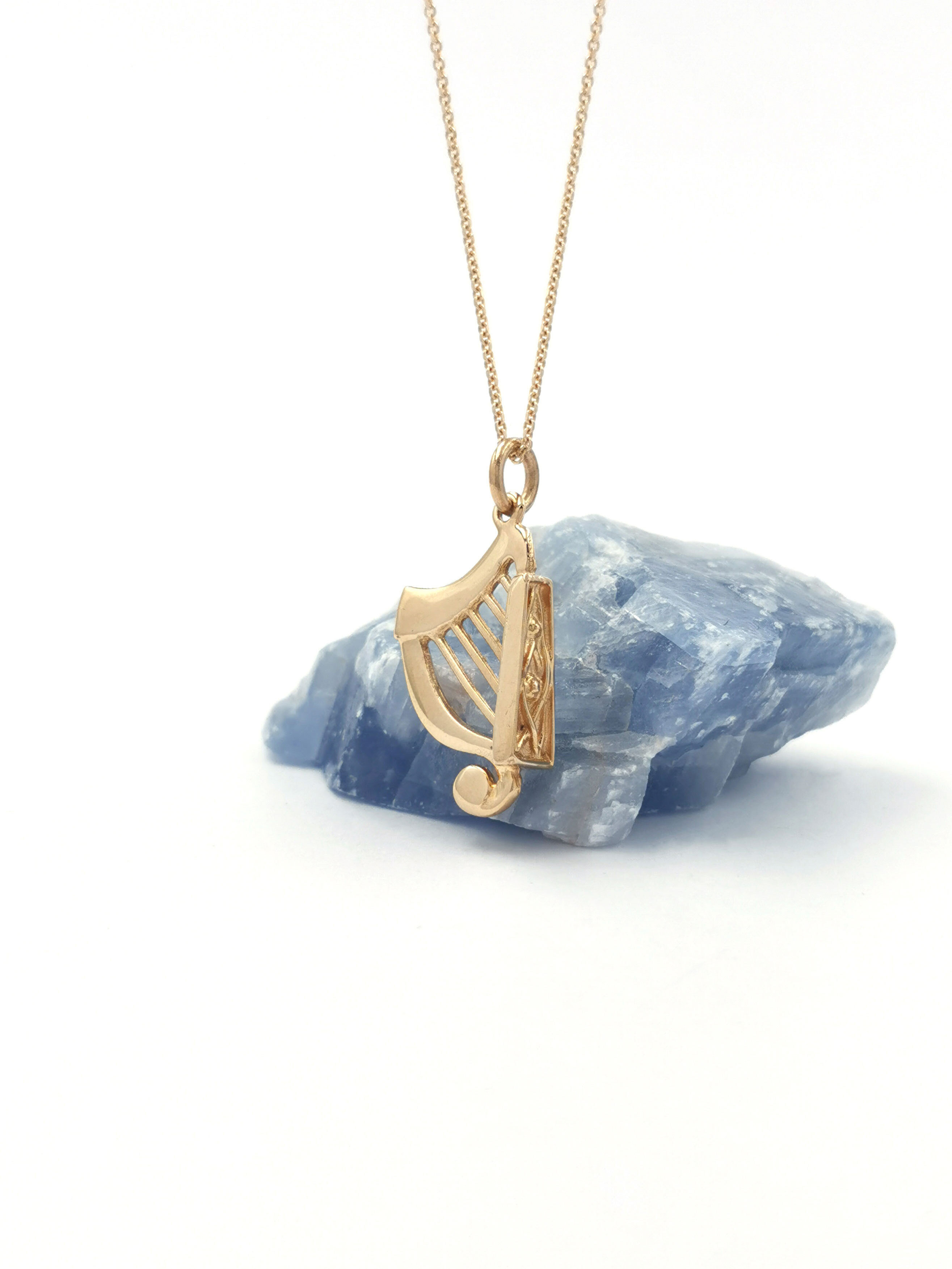 Medium Sized Womens Authentic 10K Yellow Gold Irish Harp Charm