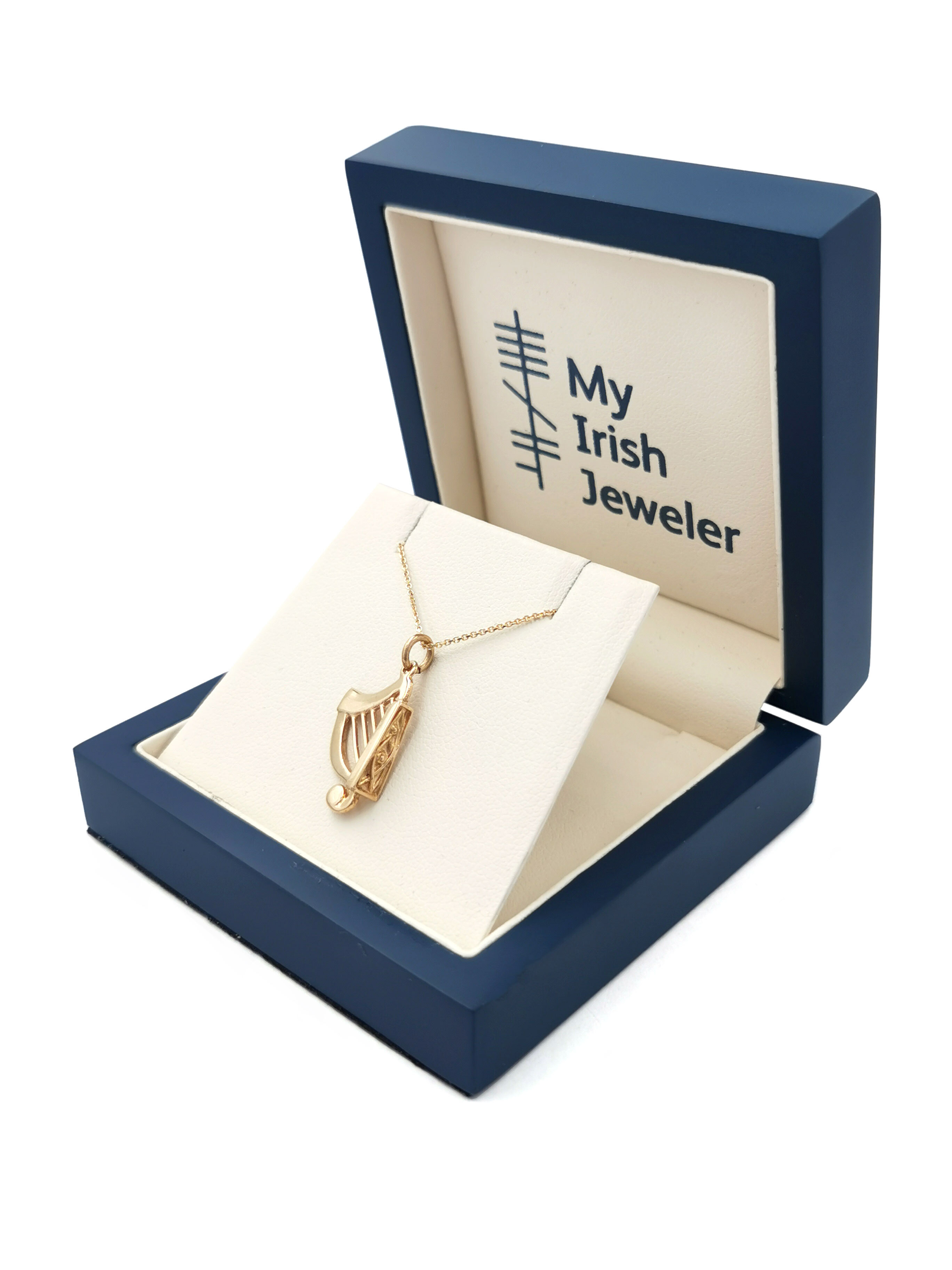 Genuine 10K Yellow Gold Irish Harp Charm For Women