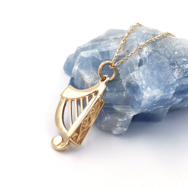 Gold Medium Irish Harp Charm, From Ireland My Irish Jeweler