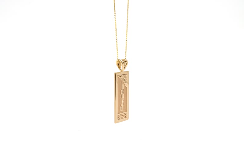 Attractive 10K Yellow Gold Ogham Necklace For Women