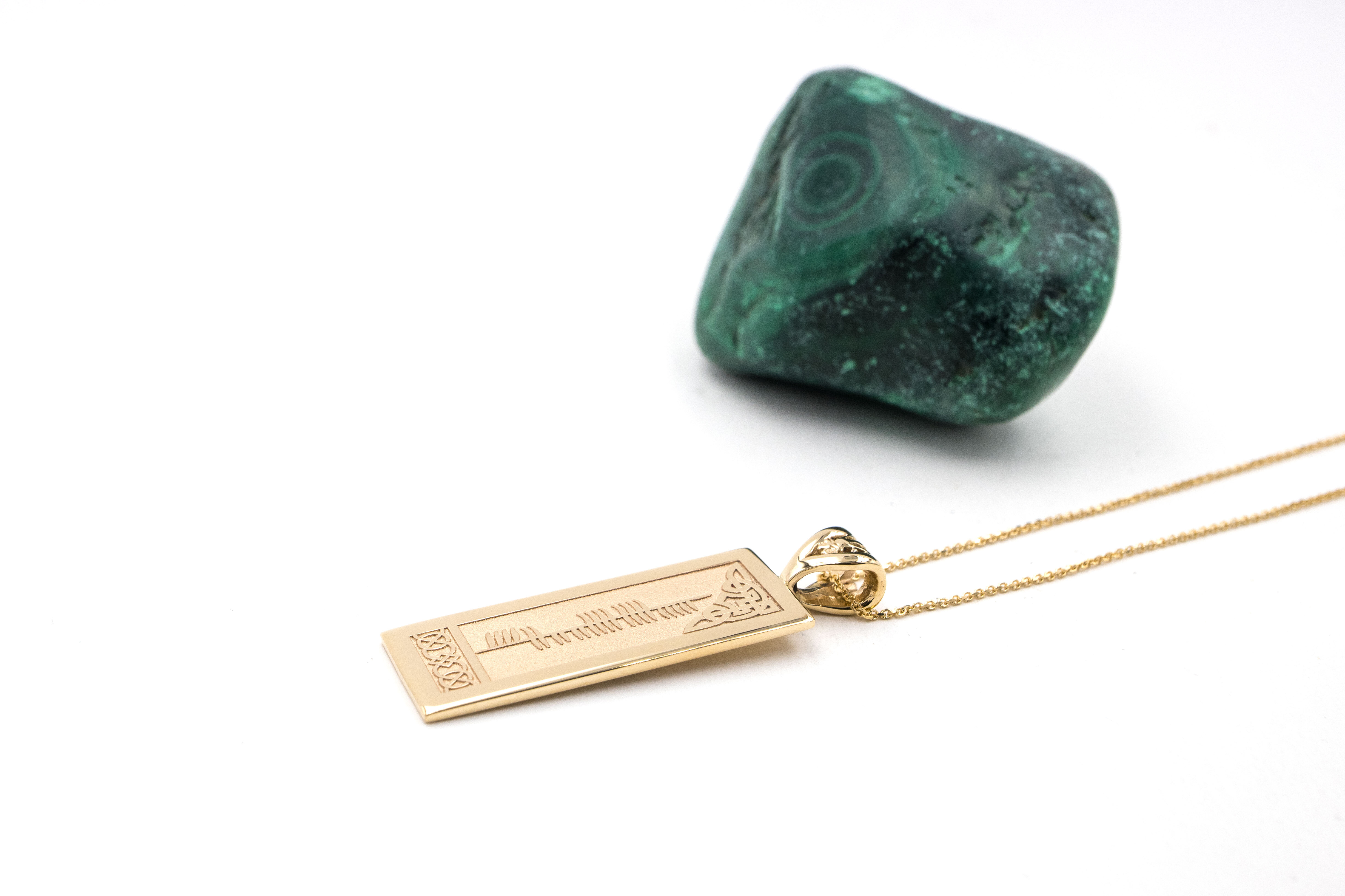 Womens Irish 10K Yellow Gold Ogham Personalisable Necklace