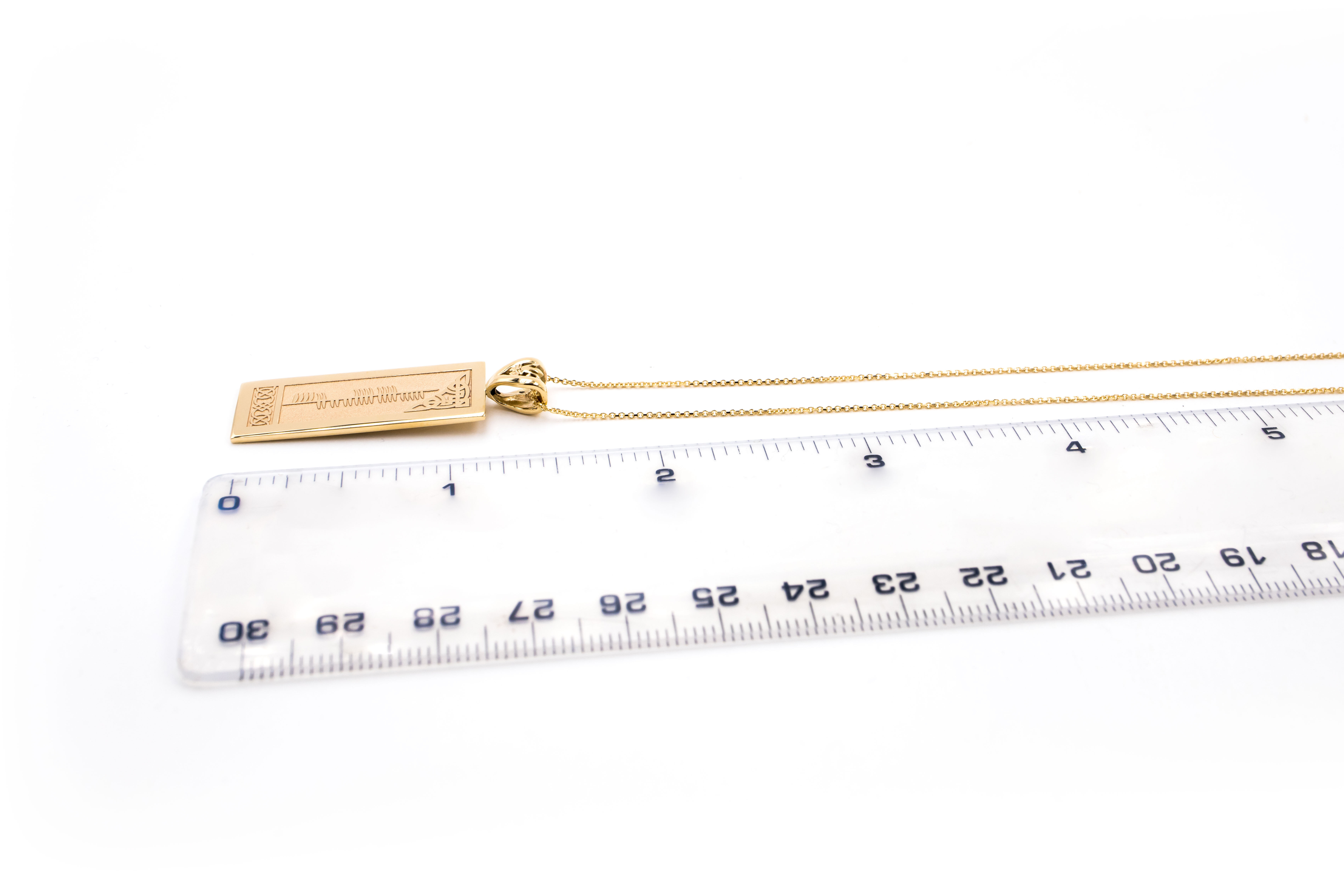 Striking 10K Yellow Gold Ogham Necklace For Women