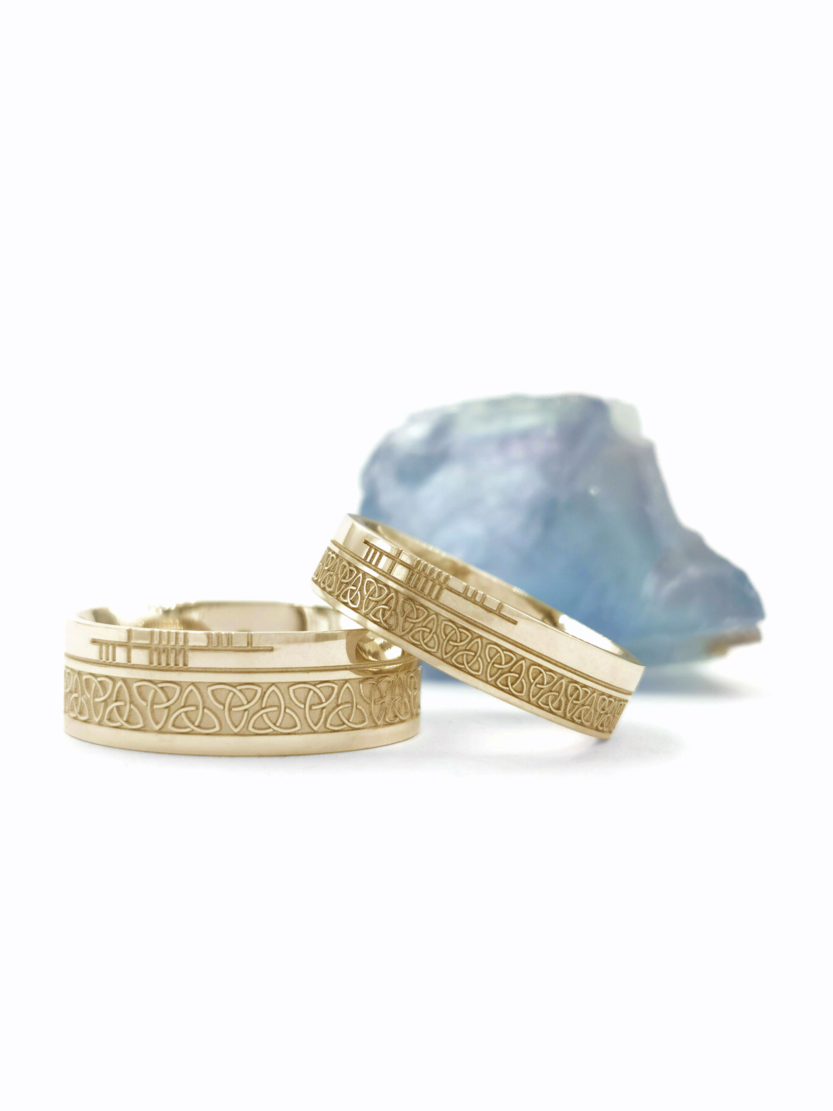 Genuine Florentine 14K Yellow Gold Ogham 7.3mm Ring