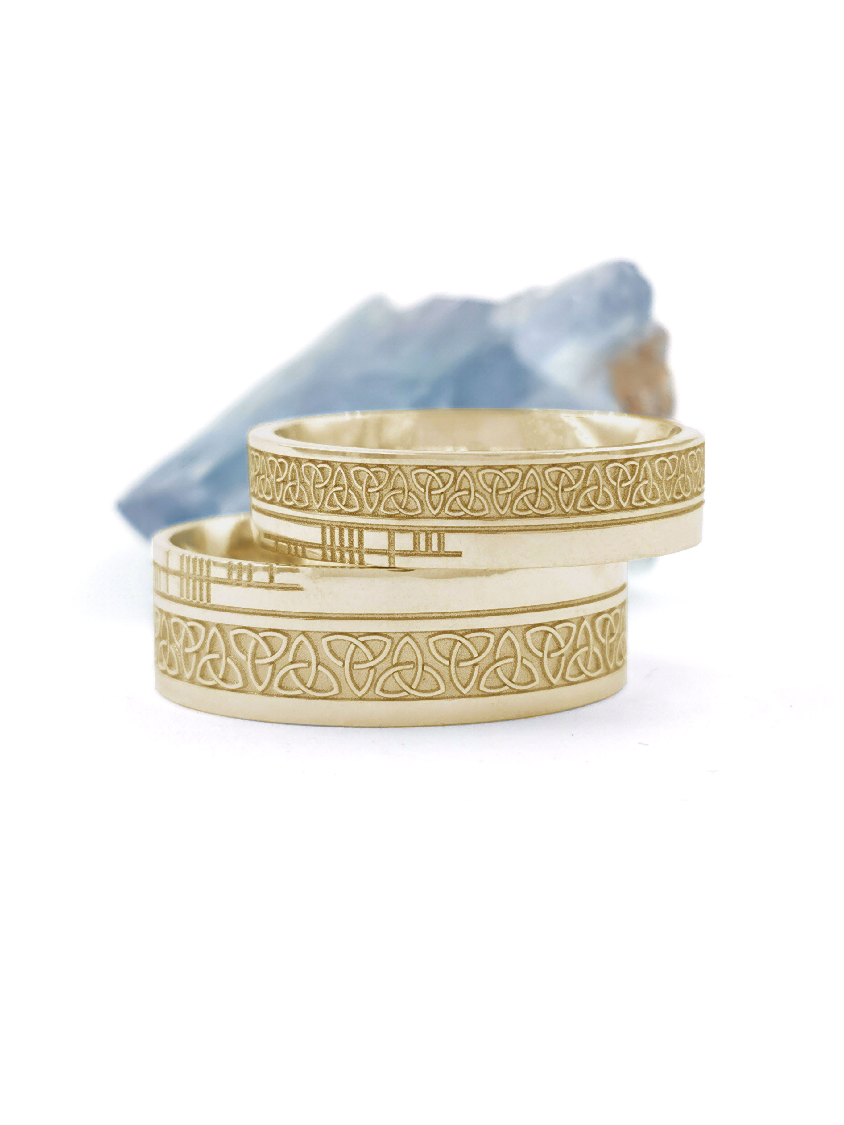 Florentine 10K Yellow Gold Ogham & Trinity Knot Ring