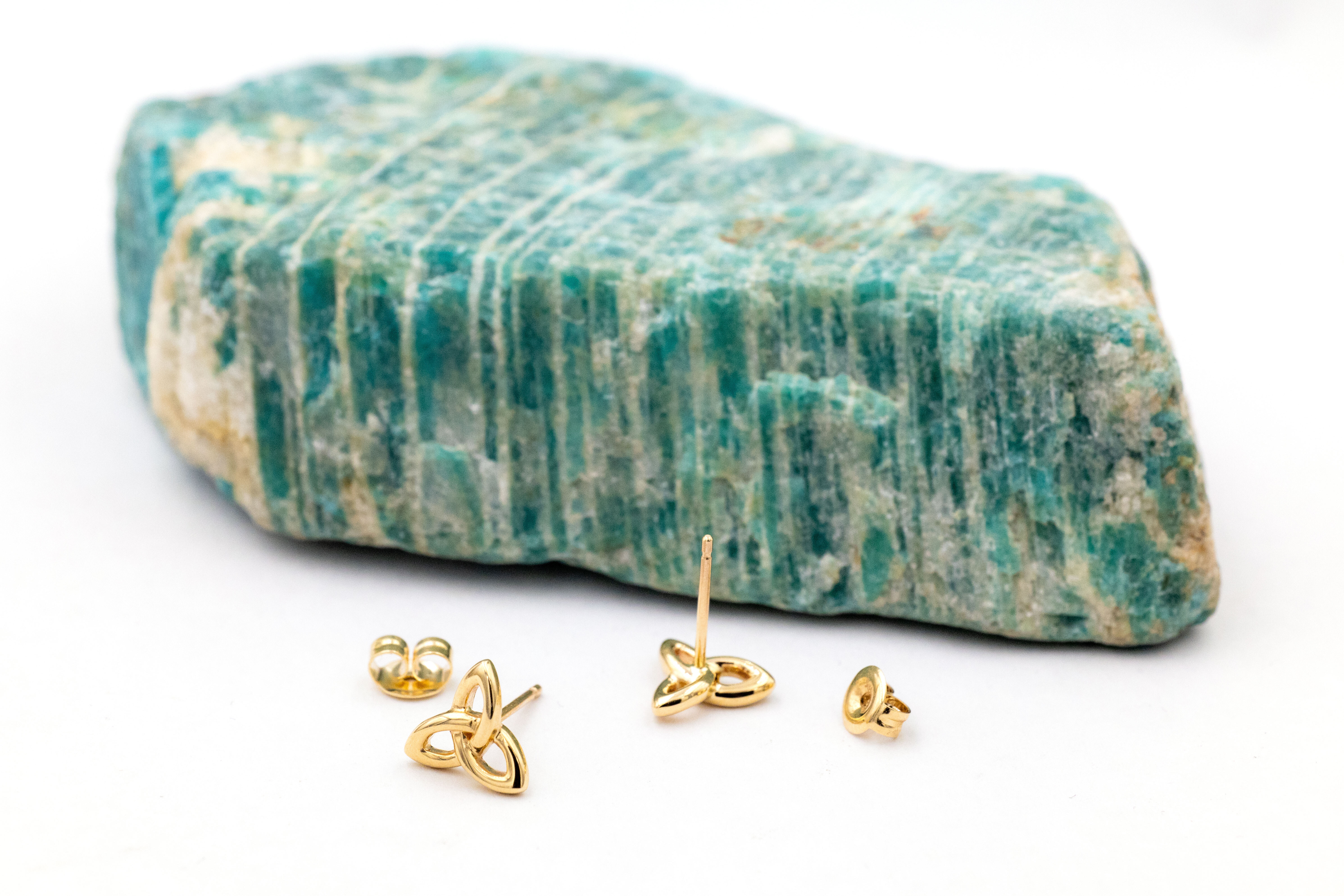 Womens Trinity Knot Earrings in Real Yellow Gold