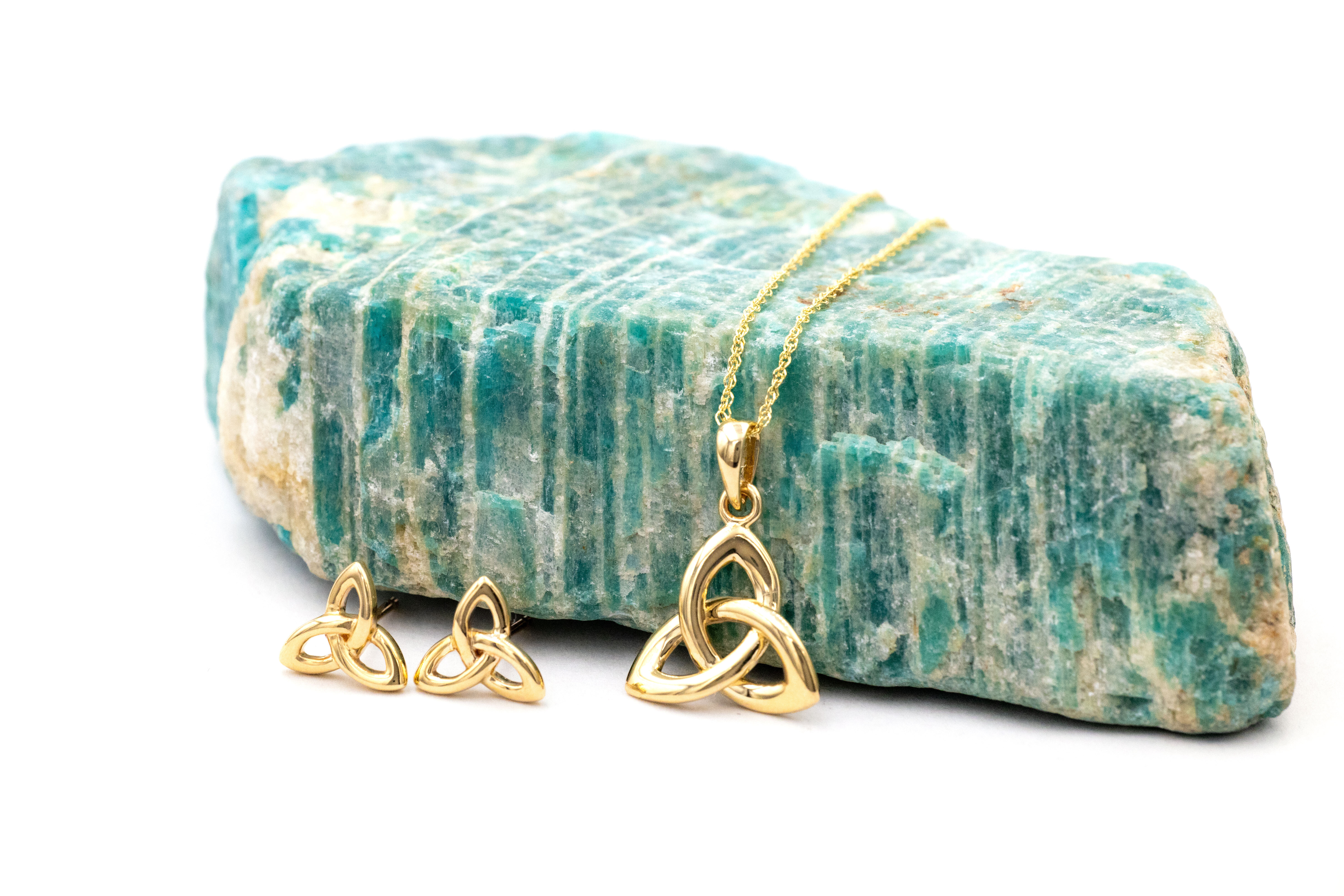 Womens Trinity Knot Necklace in Real 10K Yellow Gold