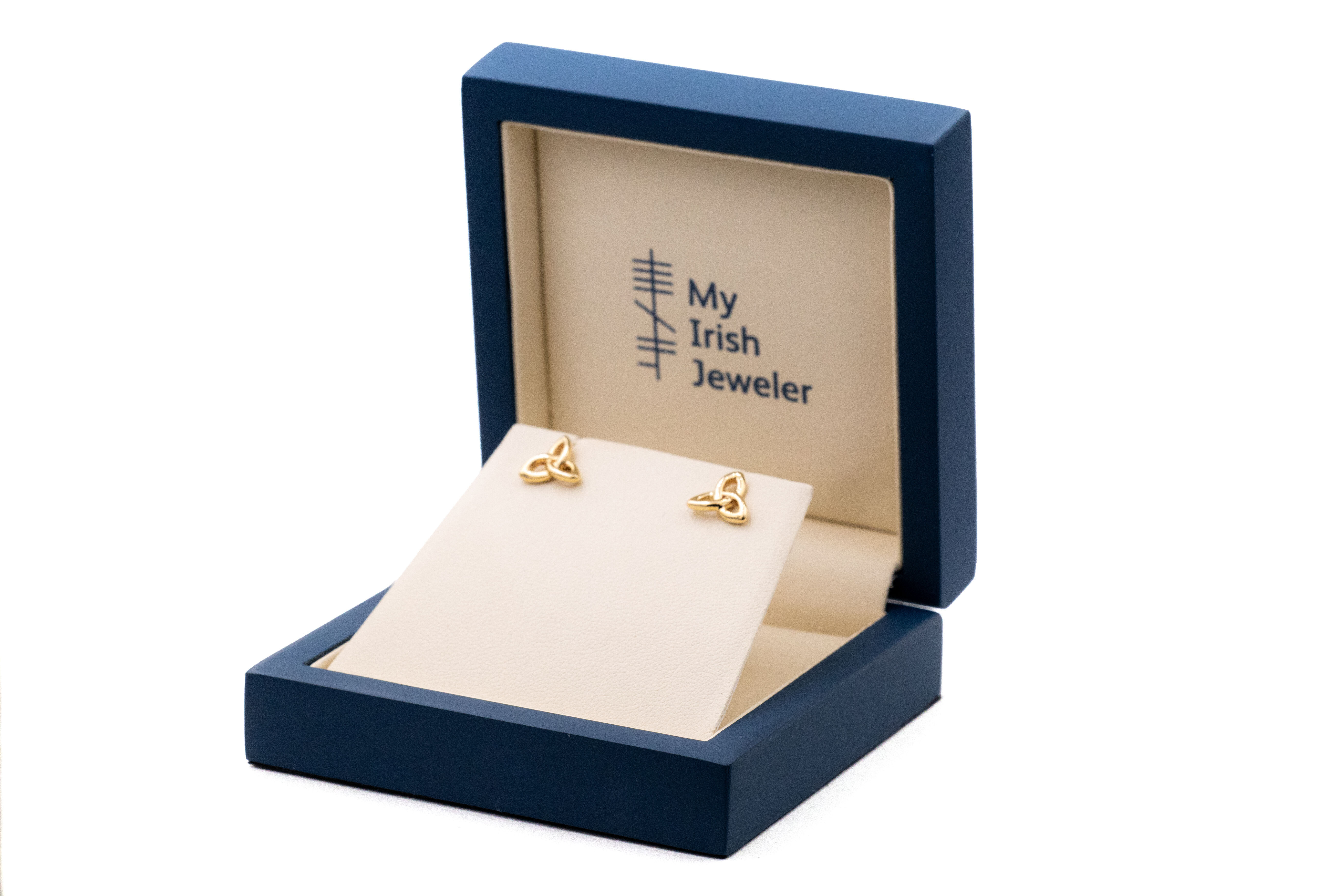 Womens Trinity Knot Earrings in 10K Yellow Gold. In Luxury Packaging.