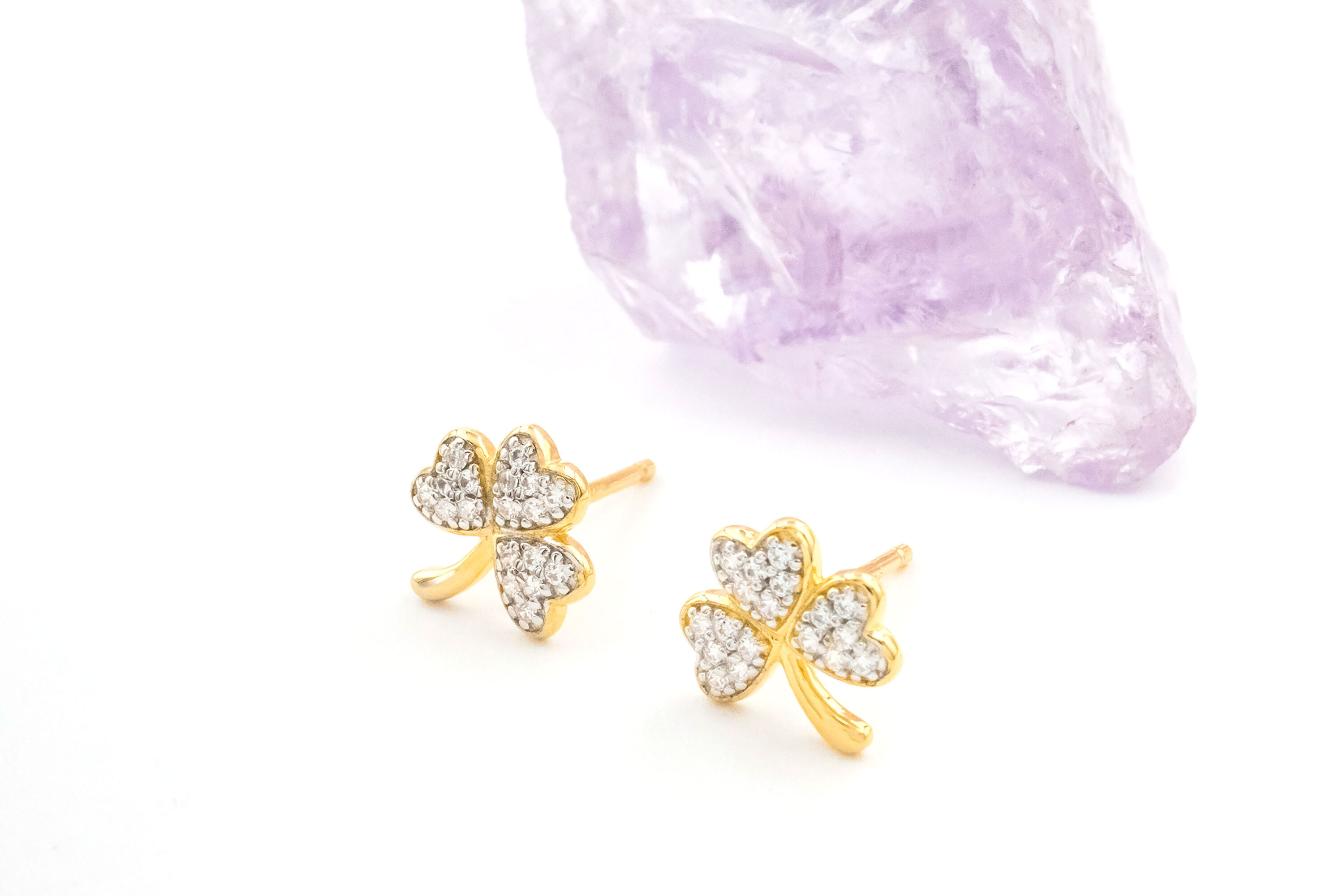 Real 14K Gold Vermeil Shamrock Gift Set For Women