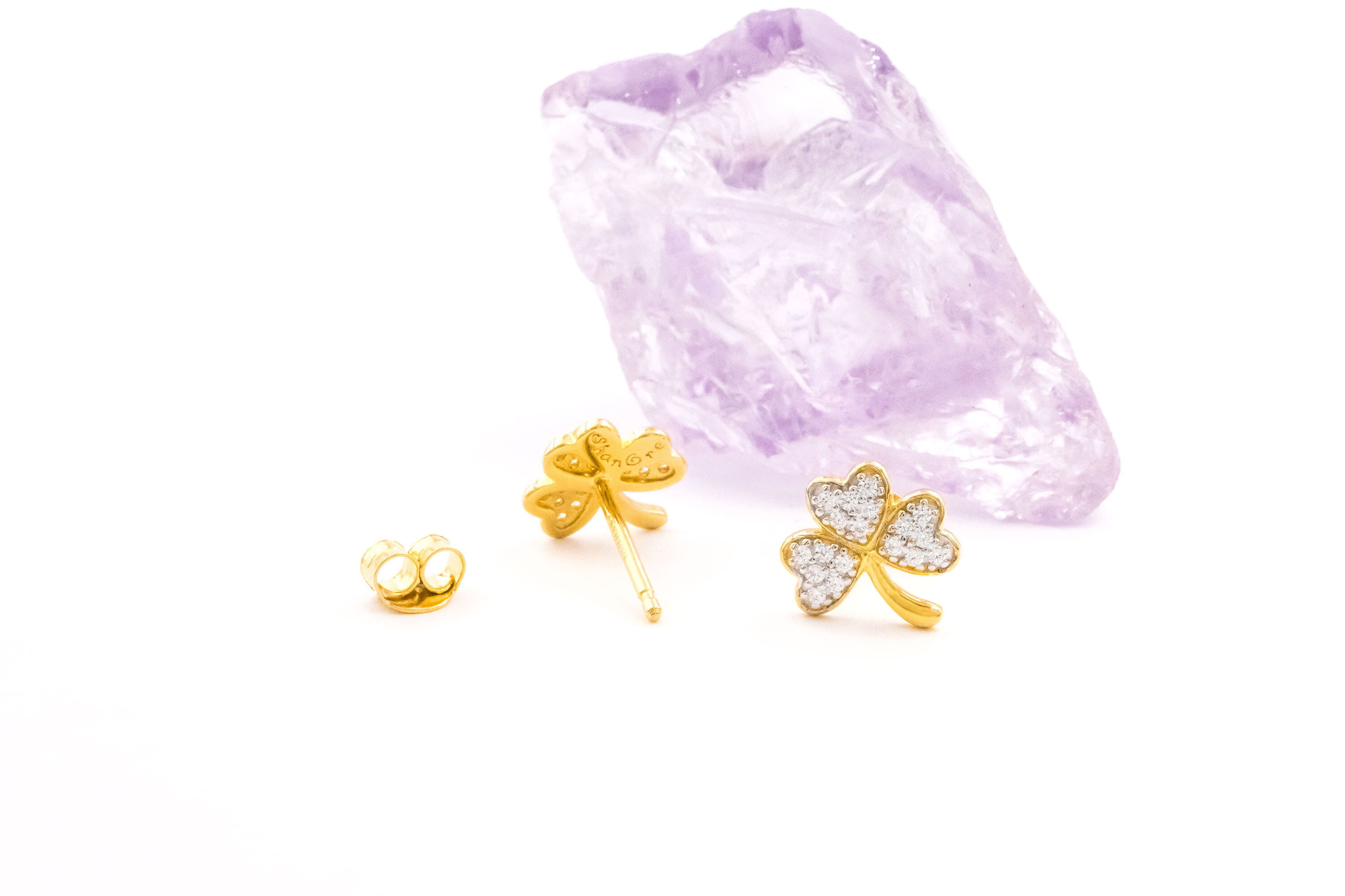 Womens Shamrock Gift Set in 14K Gold Vermeil