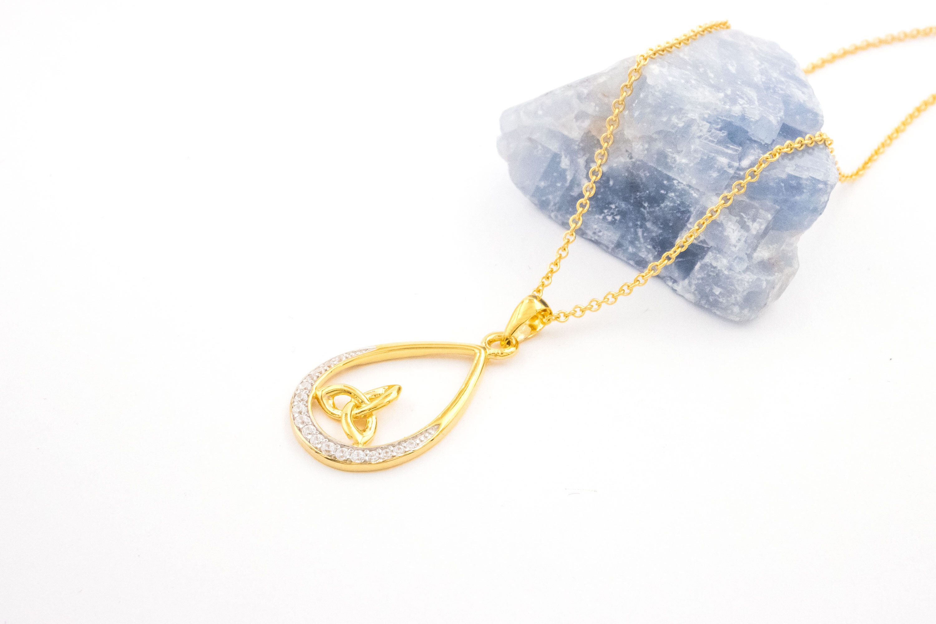 Womens Trinity Knot Necklace in Gold Vermeil