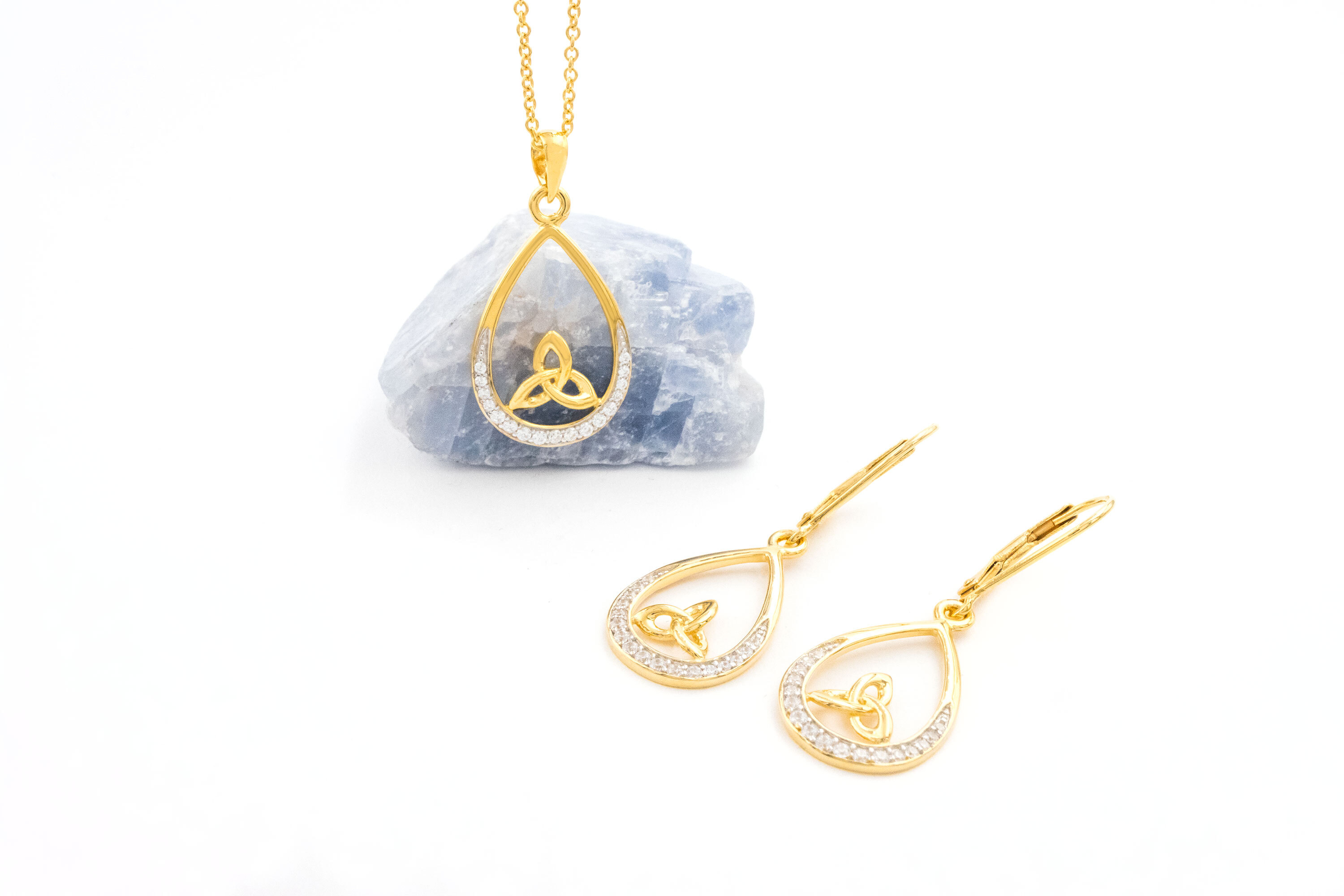 Womens Trinity Knot Necklace in Real 14K Gold Vermeil