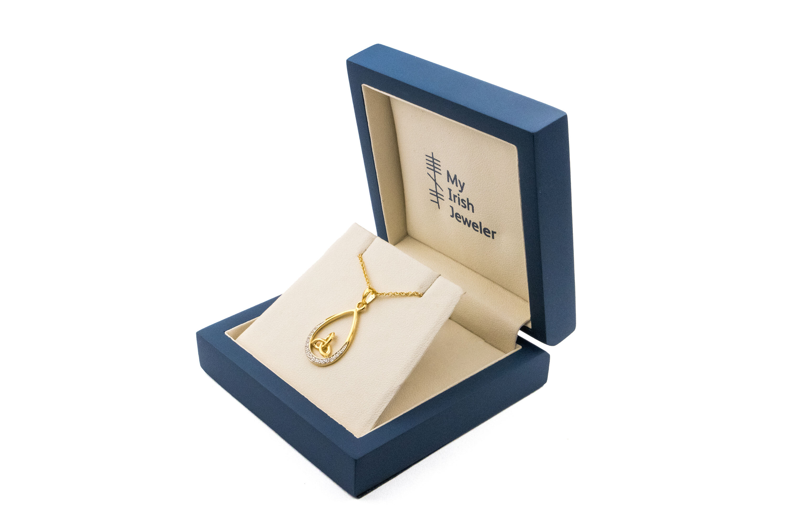 Gorgeous 14K Gold Vermeil Trinity Knot Necklace For Women. In Luxury Packaging.
