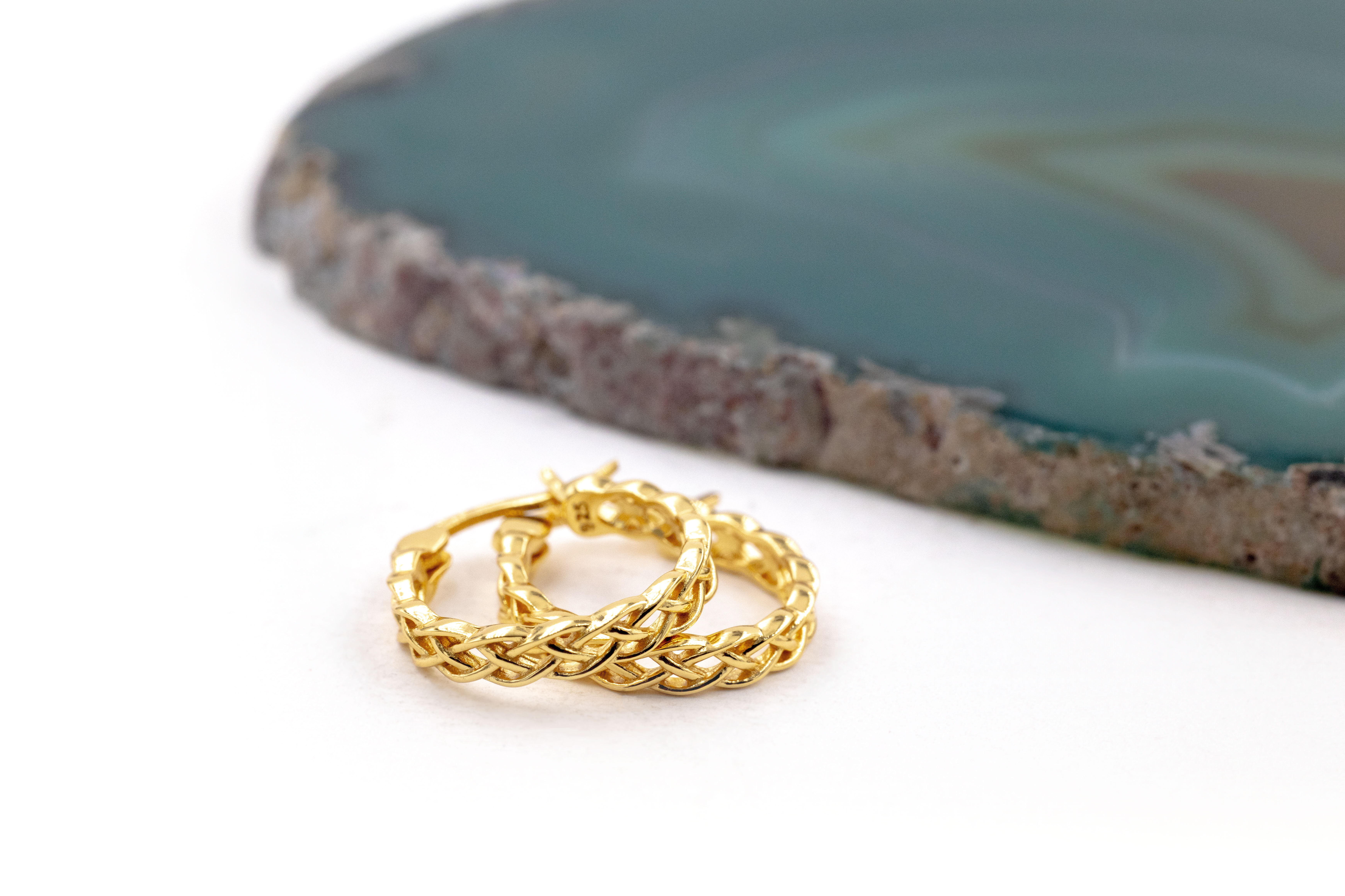 Irish Gold Vermeil Celtic Knot Earrings For Women. Side View.
