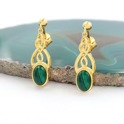 Celtic Knot Earrings with Malachite