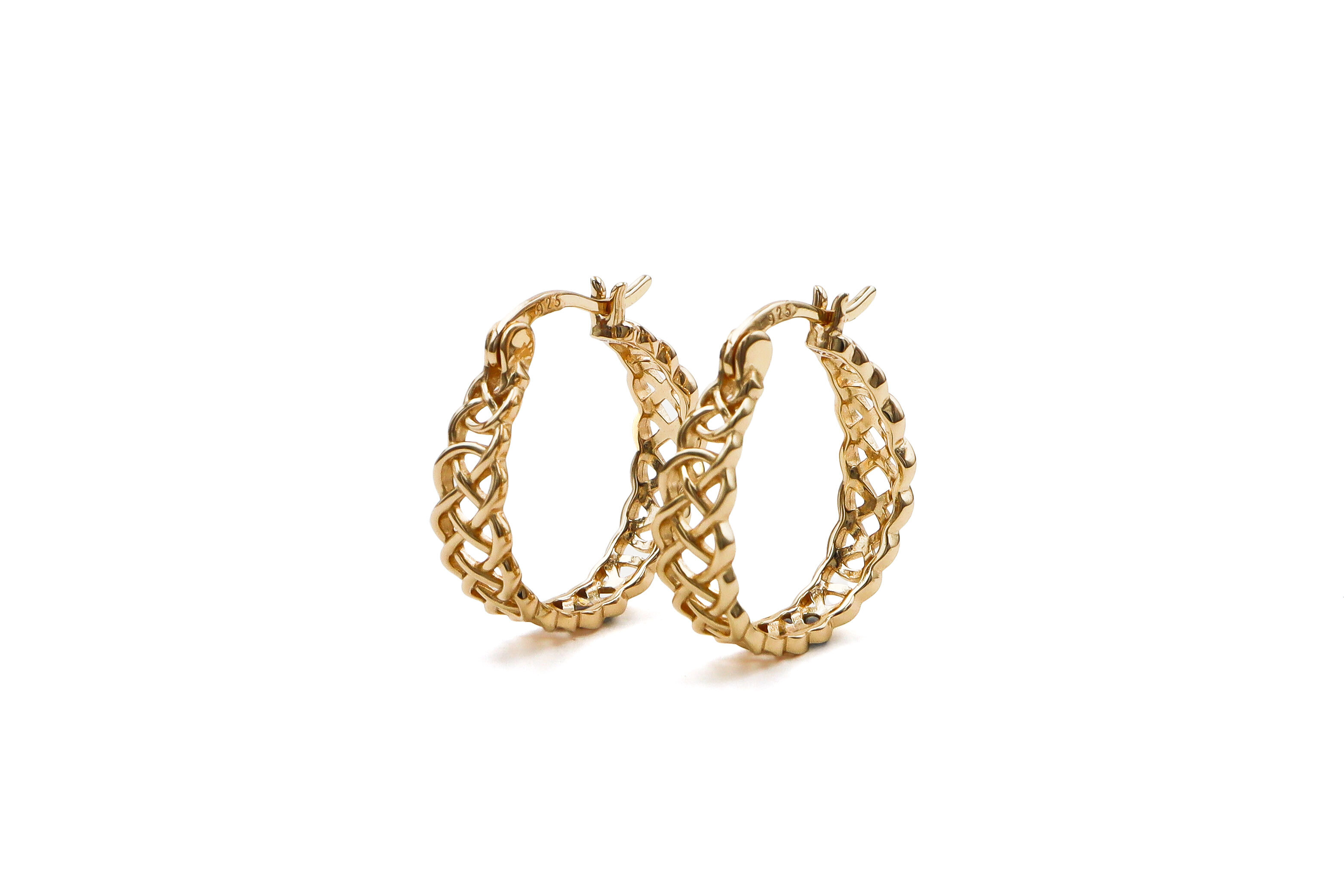 Womens Polished Gold Vermeil Celtic Knot Earrings