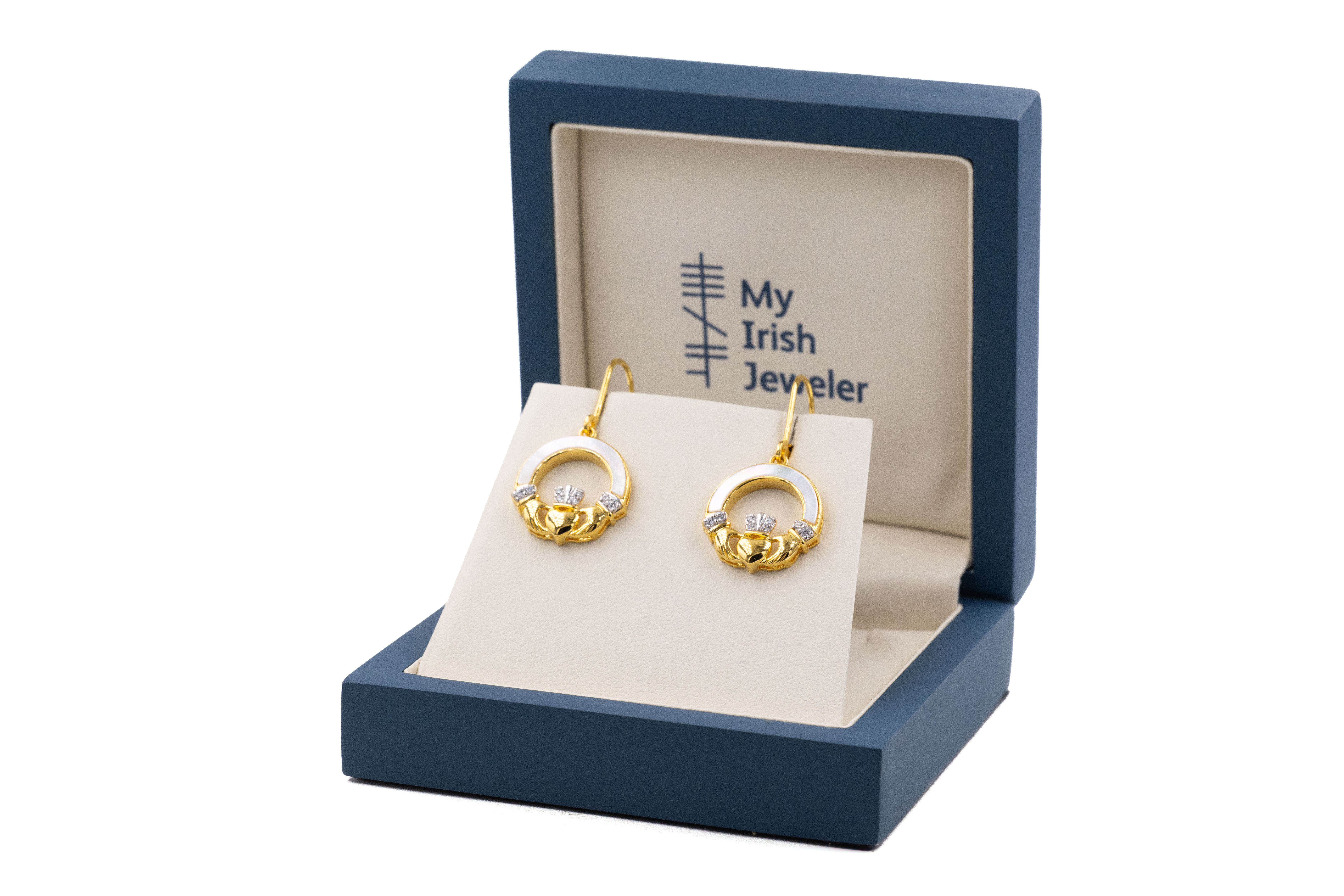 Real Gold Vermeil Claddagh Earrings For Women. In Luxury Packaging.