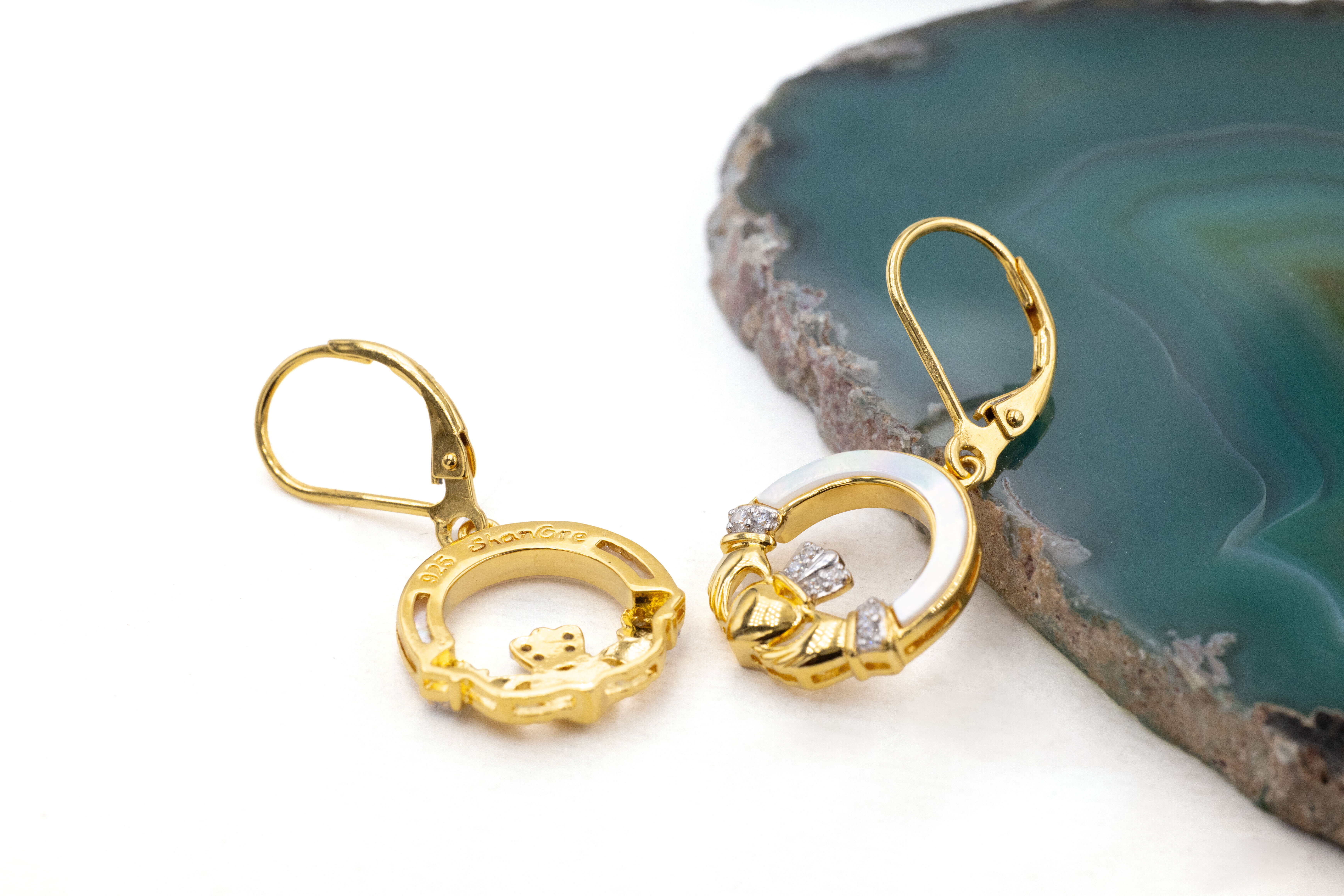 Attractive Gold Vermeil Claddagh Earrings For Women