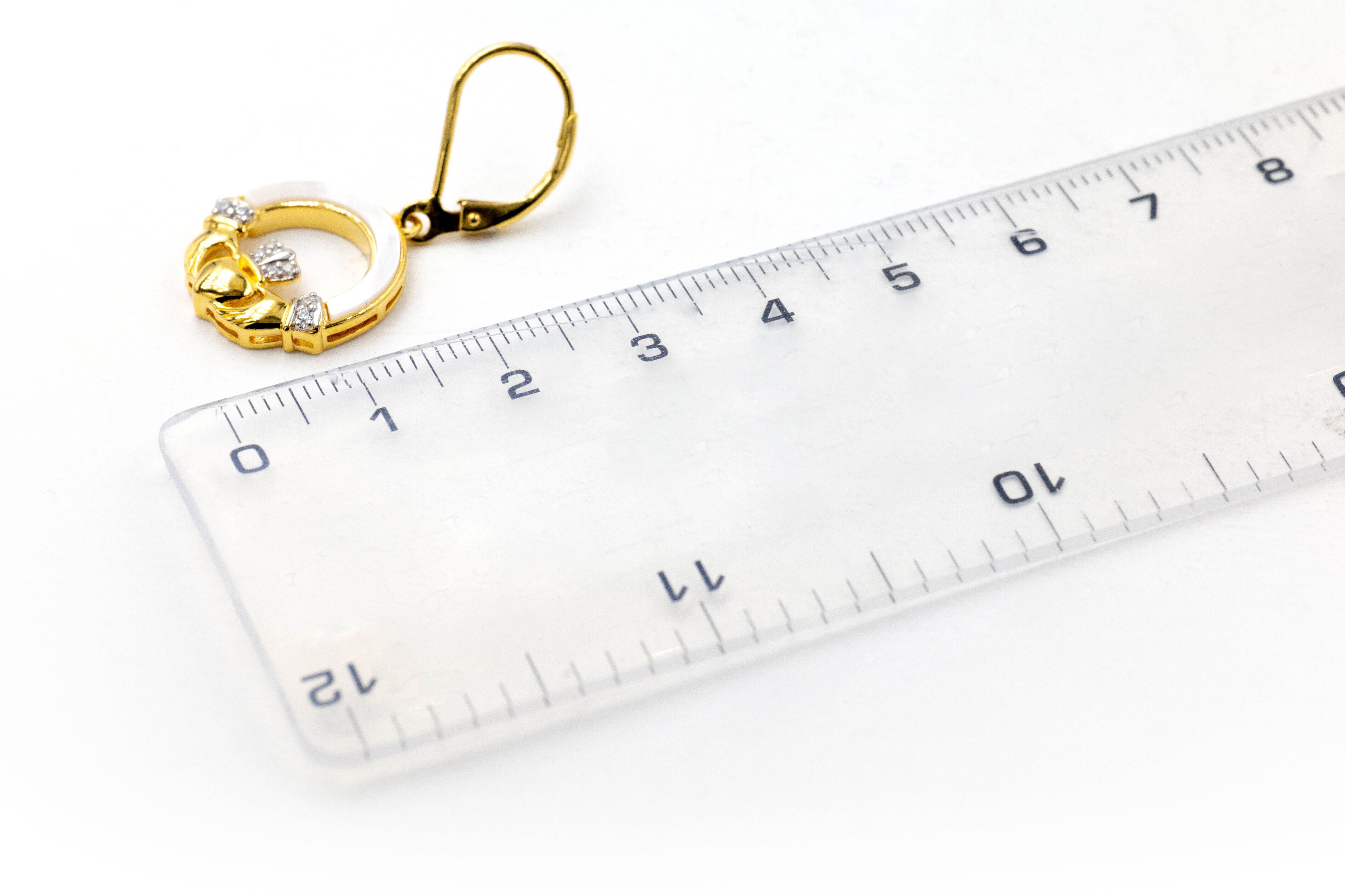 Gorgeous Gold Vermeil Claddagh Earrings For Women. Picture For Scale.