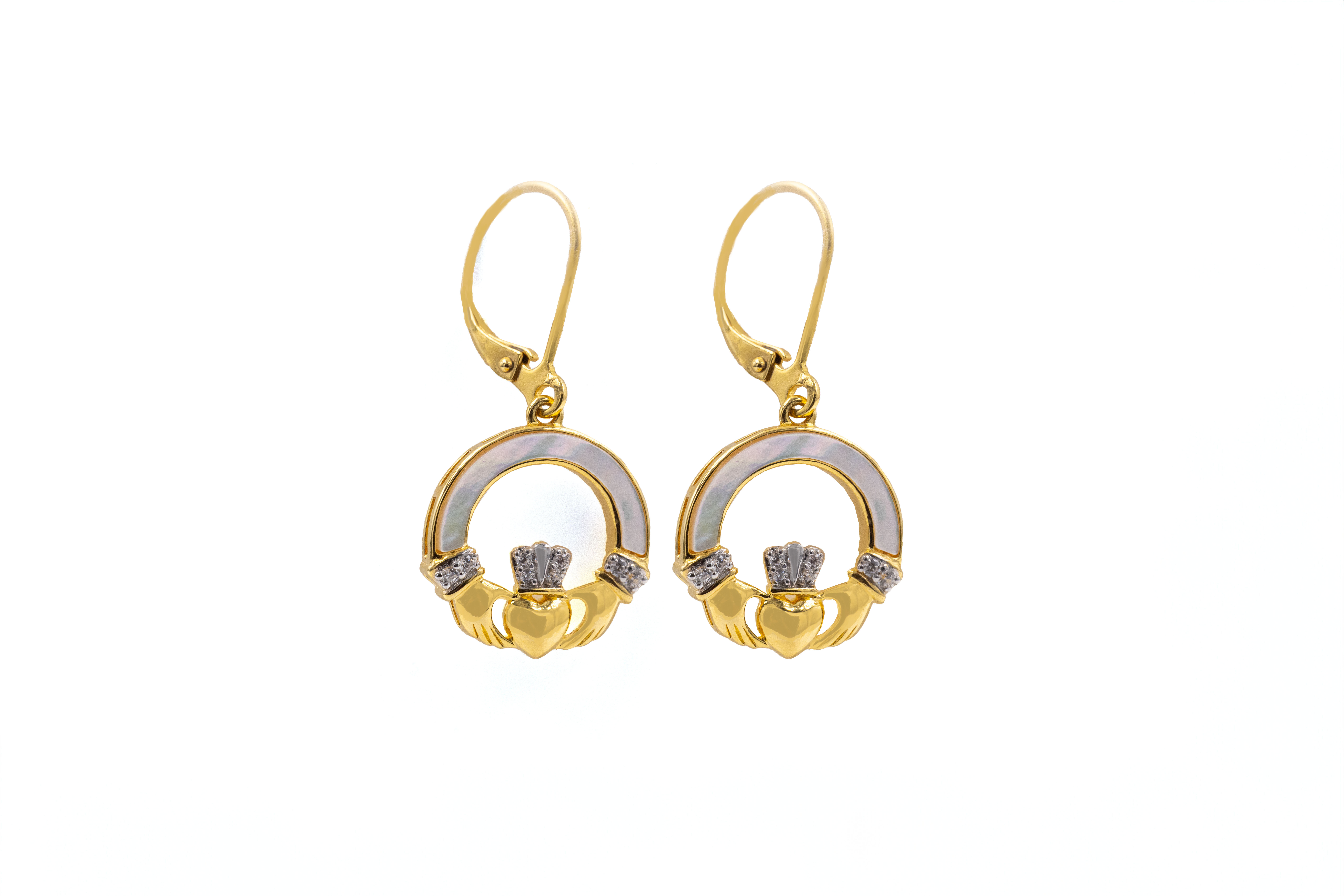 Genuine Gold Vermeil Claddagh Earrings For Women