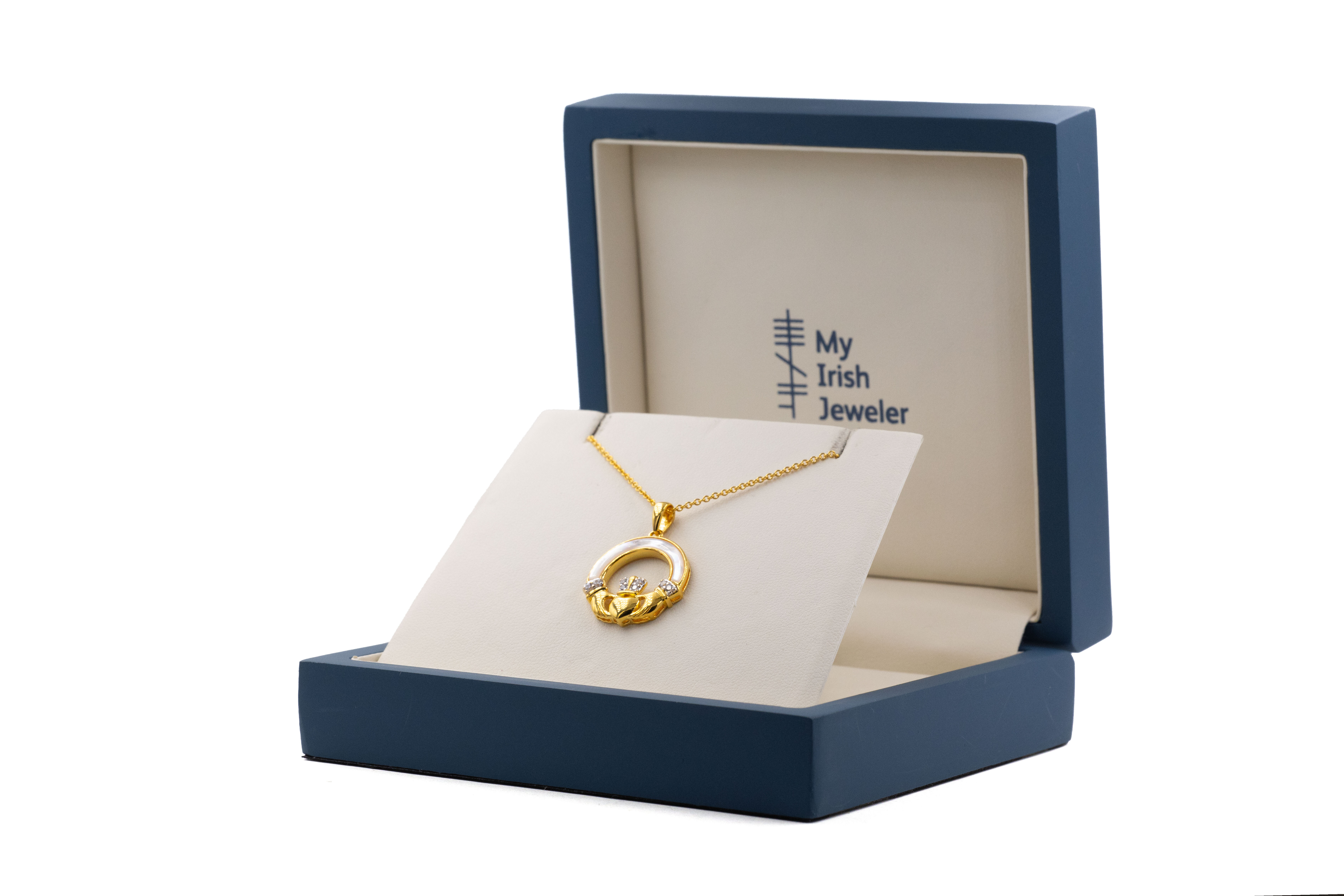 Authentic Gold Vermeil Claddagh Necklace. In Luxury Packaging.