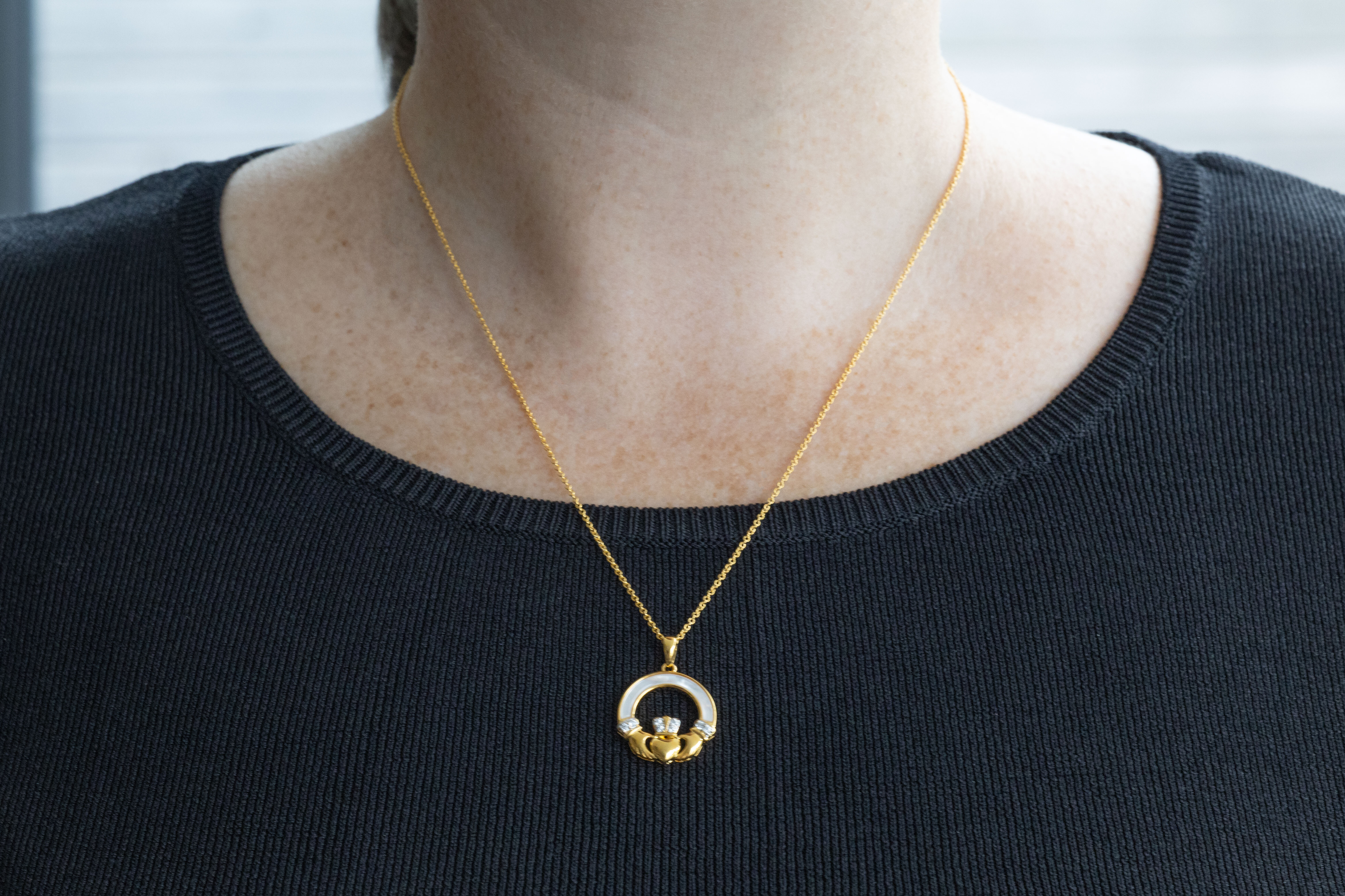 Womens Polished Gold Vermeil Claddagh Gift Set - Model Photo