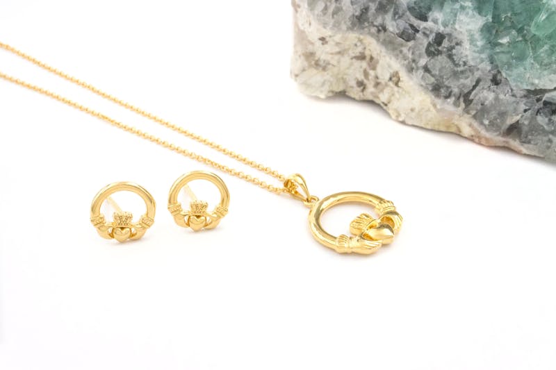 Genuine Gold Vermeil Claddagh Earrings For Women