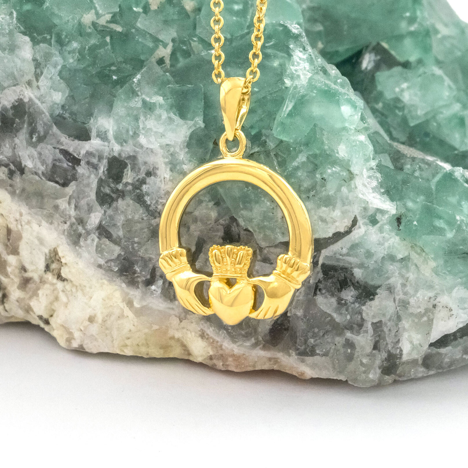 Crescent Moon Claddagh Necklace – Celtic Crystal Design Jewelry