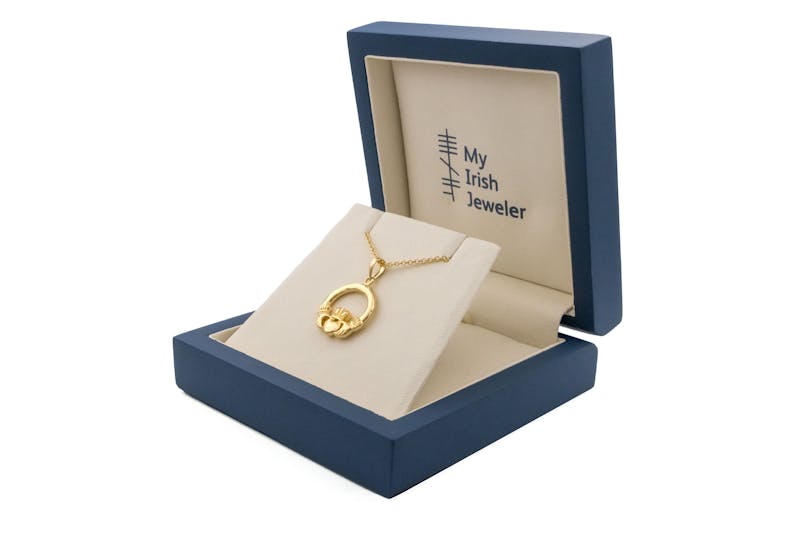 Irish Gold Vermeil Claddagh Gift Set For Women. In Luxury Packaging.