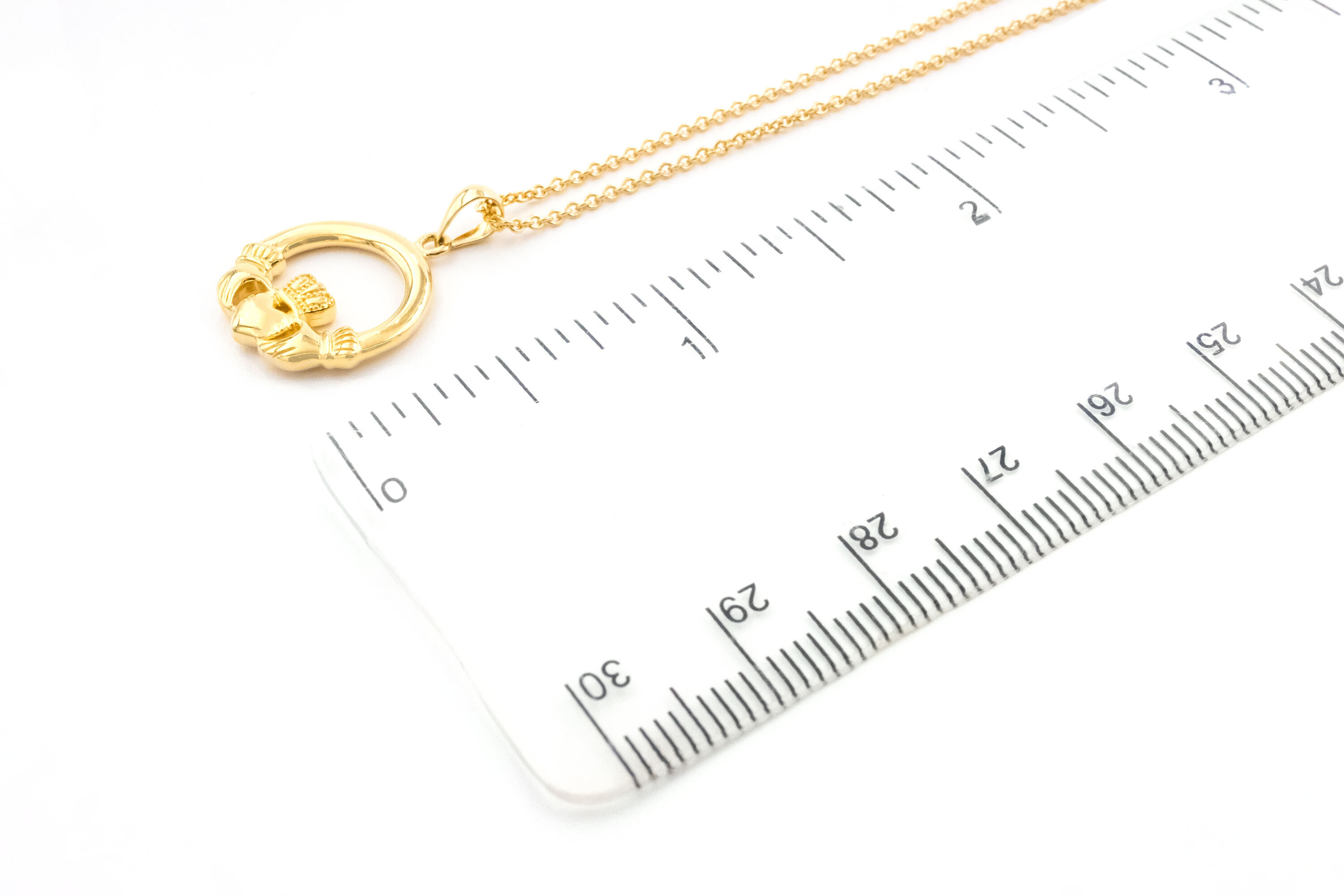 Irish 14K Gold Vermeil Claddagh Gift Set For Women. Side View.