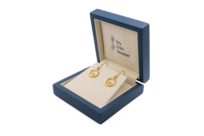 Authentic Gold Vermeil Claddagh Gift Set For Women. In Luxury Packaging.