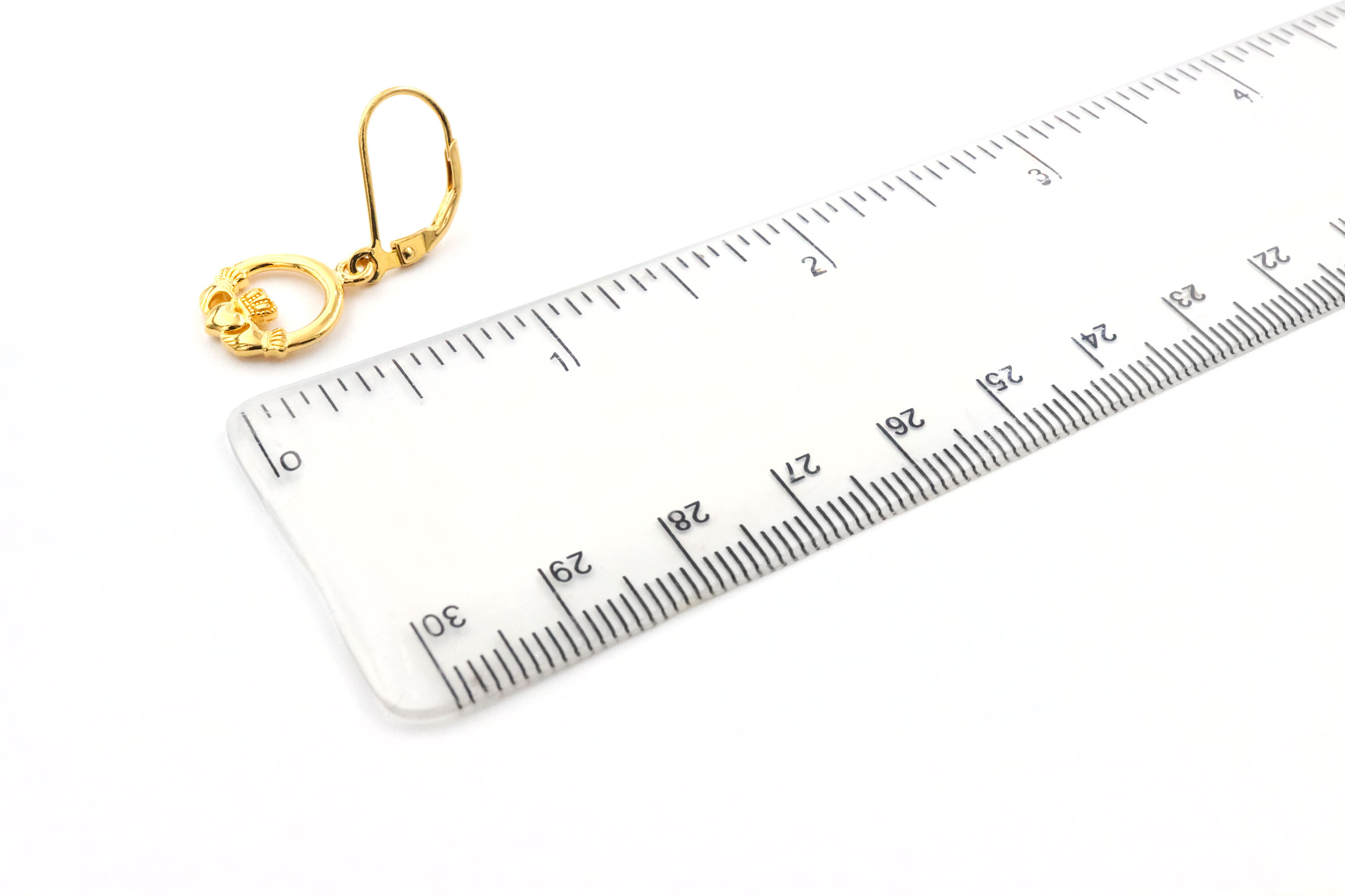 Womens Irish Gold Vermeil Claddagh Gift Set. Side View.