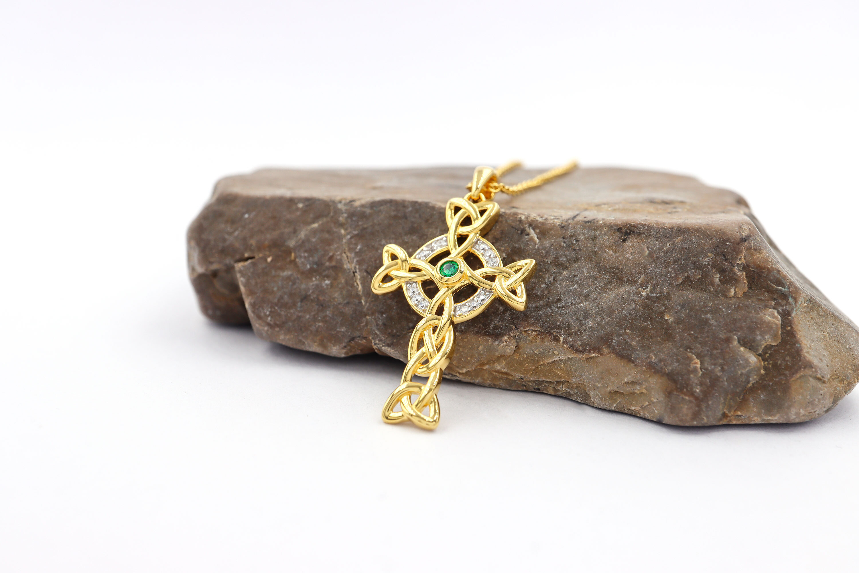 Womens Celtic Cross Necklace in Gold Vermeil