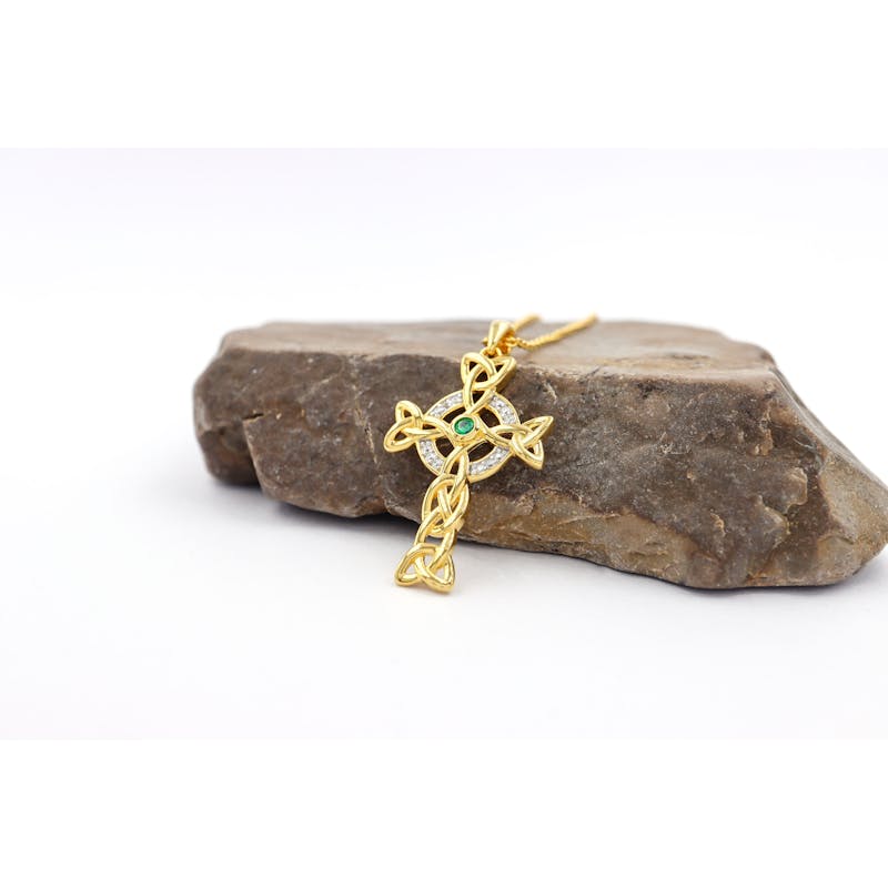 Womens Celtic Cross Necklace in Gold Vermeil