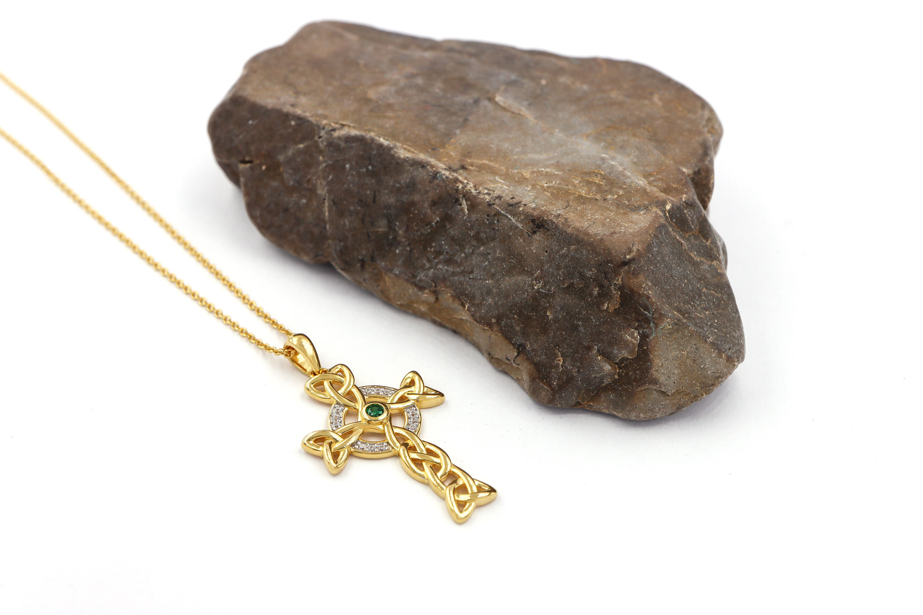 Authentic 14K Gold Vermeil Celtic Cross Necklace For Women